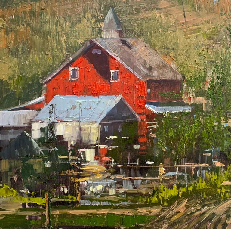 Eric Alfaro Red House, Oil Painting For Sale at 1stDibs