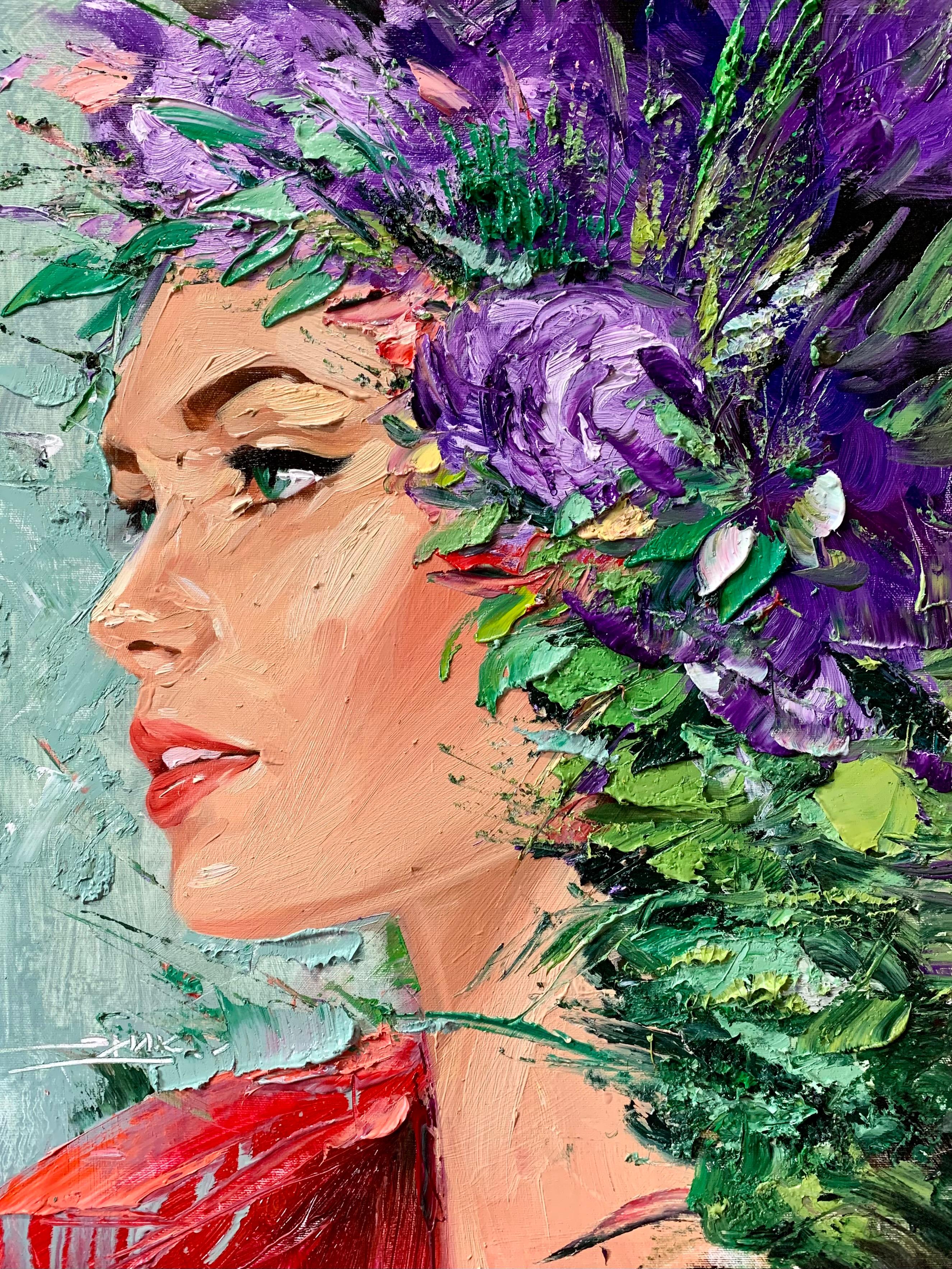 Eric Alfaro Figurative Painting - Susan, Impressionism, Floral Portrait, Cuban Artist in USA, oil painting
