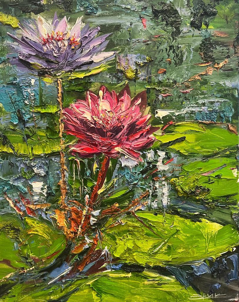 Violeta y Rosa - Landscape Painting Marrón de Eric Alfaro