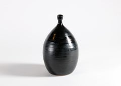 Eric Astoul, Keramische Vasengruppe, schwarze Glasur, La Borne, Frankreich, 2025