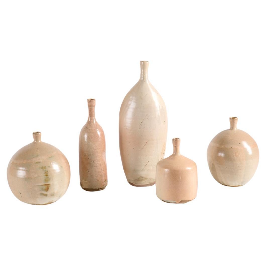 Eric Astoul, Groupe de vases en céramique, glaçure Light, La Borne, France, 2025