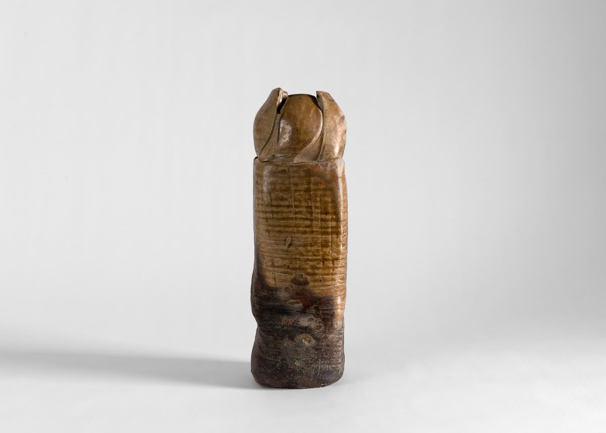 Eric Astoul, Cylindre, Steingut-Skulptur, La Borne, Frankreich, 2001 (Glasiert) im Angebot