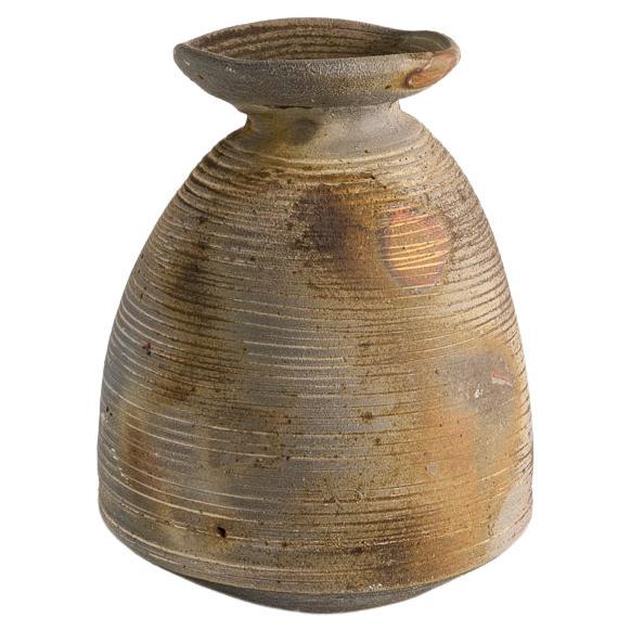 Eric Astoul, Vase à Col Plat, La Borne, Sculptural Stoneware Vase, France, 2011