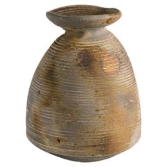 Eric Astoul, Vase à Col Plat, La Borne, Sculptural Stoneware Vase, France, 2011