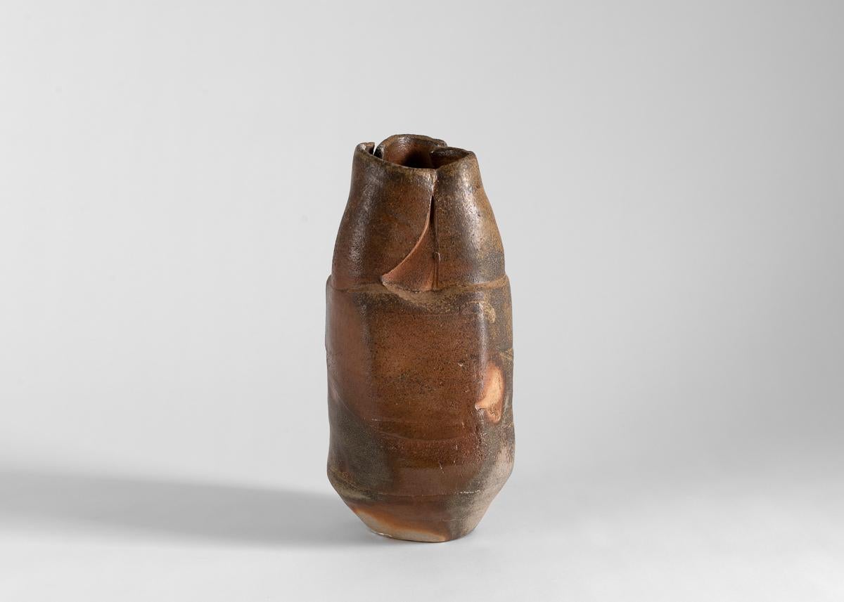 Glazed Eric Astoul, Vase Haut, Stoneware Sculptural Vase, La Borne, France, 2002