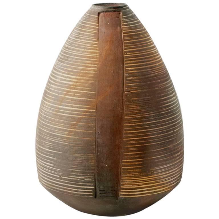 Eric Astoul, Stoneware Vase, Ovoïde, La Borne, France, 2010 For Sale