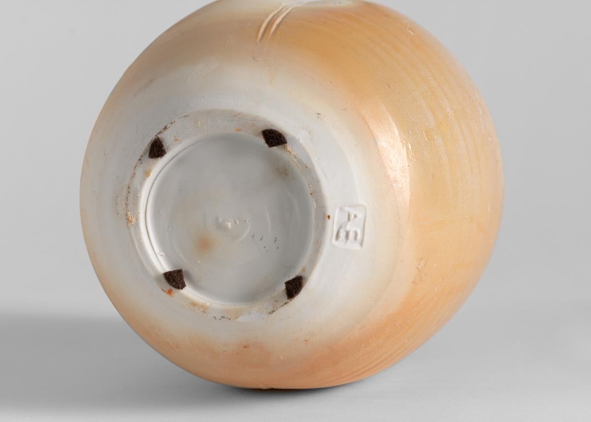 French Eric Astoul, Vase Rond, La Borne, Sculptural Porcelain Vase, France, 2015 For Sale