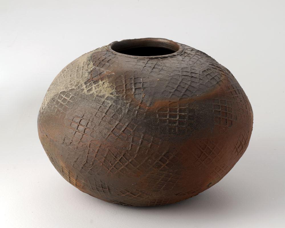 Fired Eric Astoul, Vase Rond, La Borne, Sculptural Stoneware Vase, France, 2012