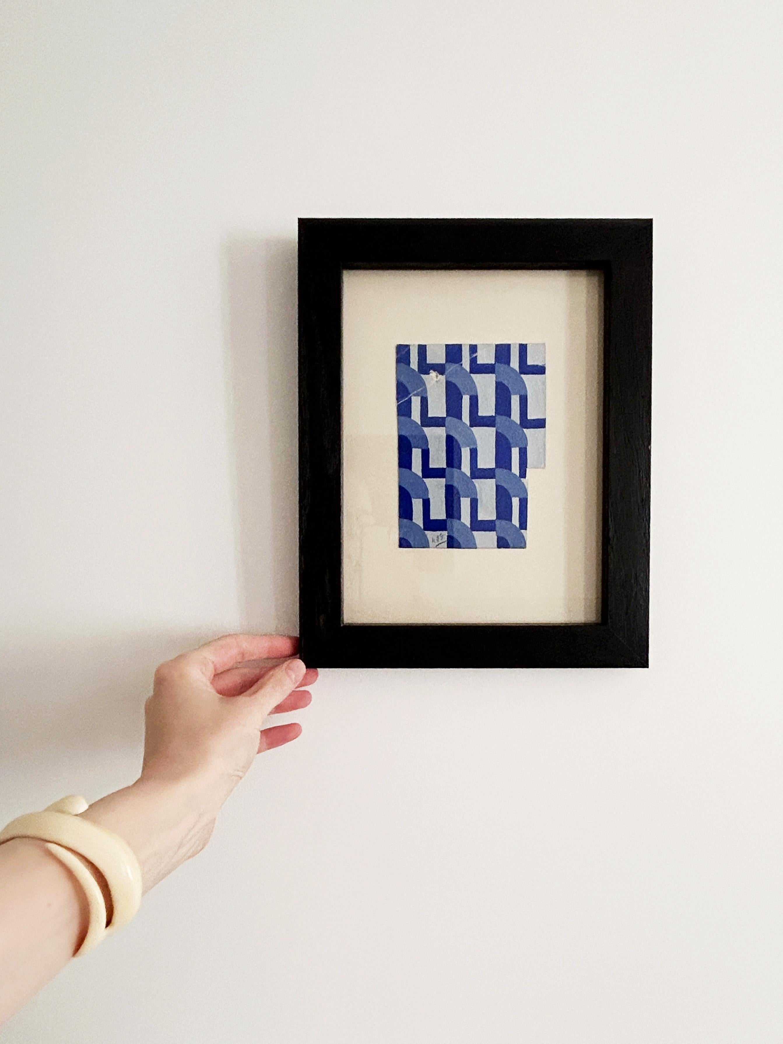 Eric BAGGE - Blu - progetto, 1928 circa, Gouache su cartoncino - Abstract Painting Beige di Éric Bagge