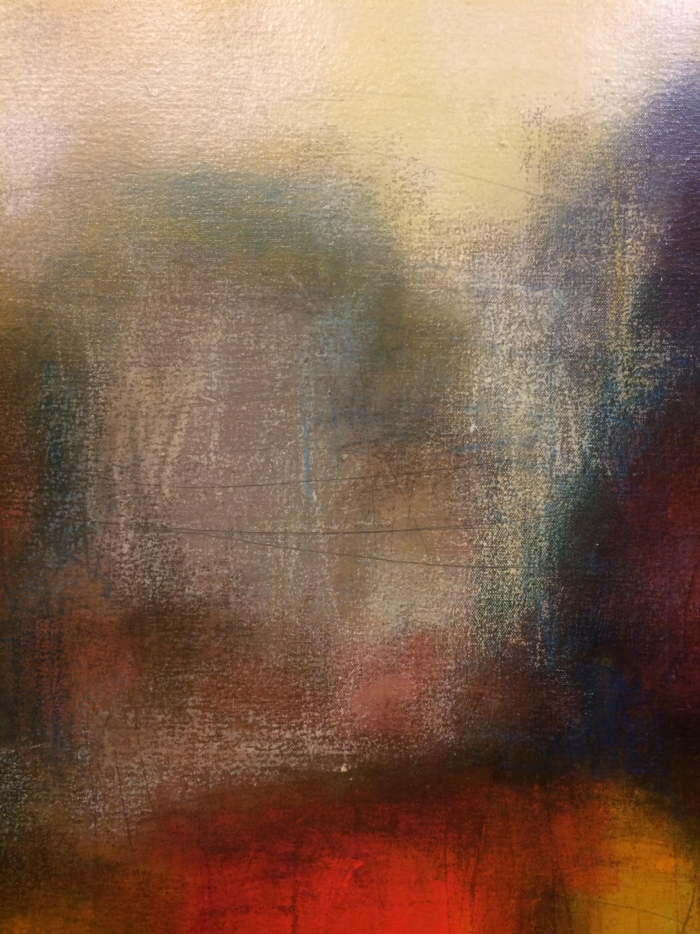 Landschaft große abstrakte Komposition auf Leinwand (Braun), Abstract Painting, von Eric Balint
