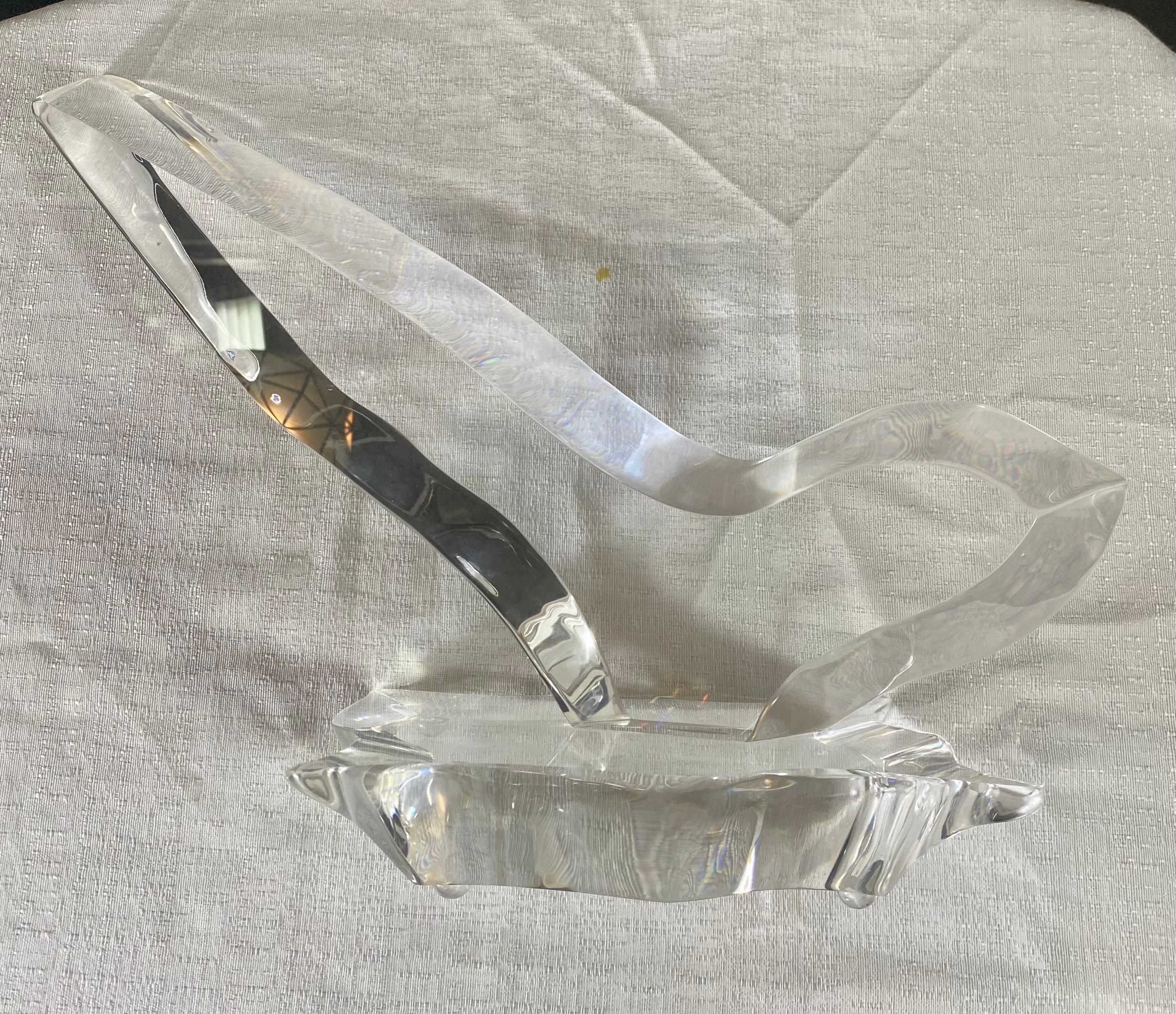 Eric Bauer Modernist Abstract Bird  Lucite Sculpture, Signed  For Sale 5