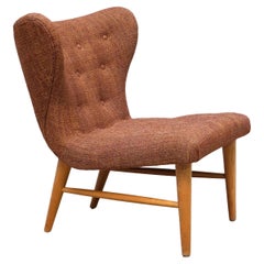 Eric Bertil Karlén Sessel mit bernsteinfarbener Polsterung und Ulme, Schweden, 1940er Jahre