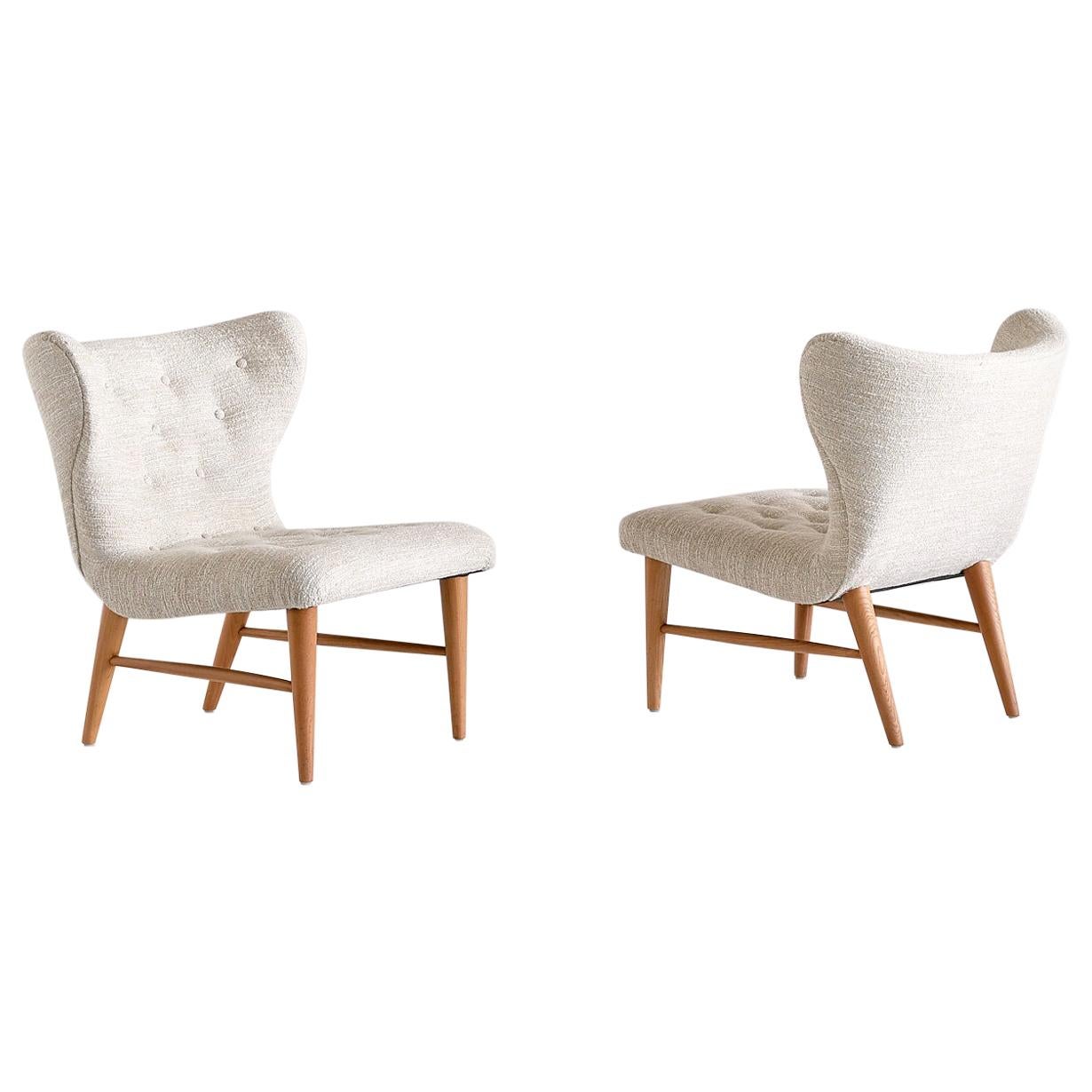 Eric Bertil Karlén Pair of Lounge Chairs, Sweden, 1940s