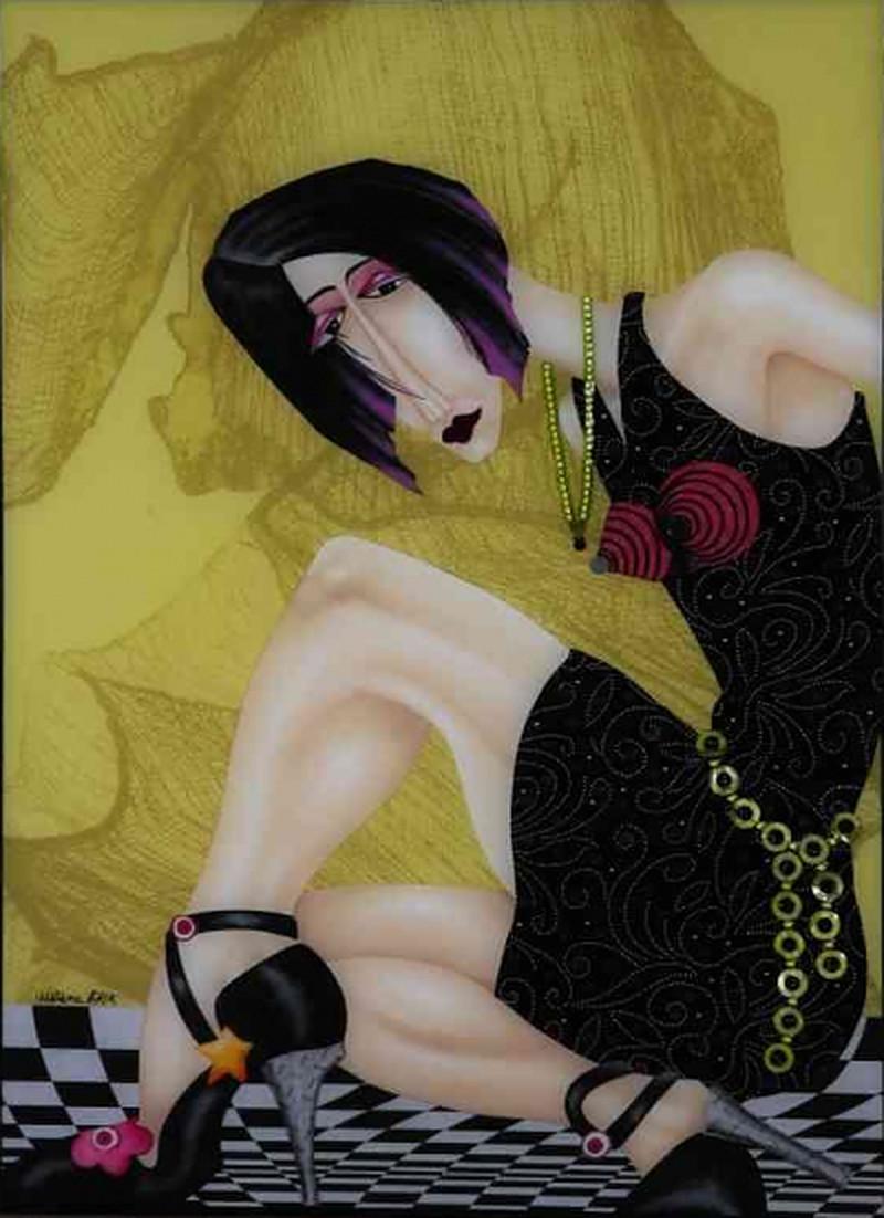 Figurative Painting di Eric BESS - La Femme Magenta