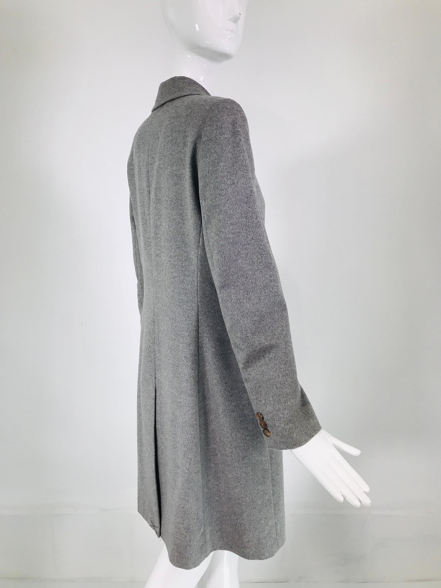 Gray Eric Bompard Pale Grey Cashmere Single Breasted Coat  For Sale