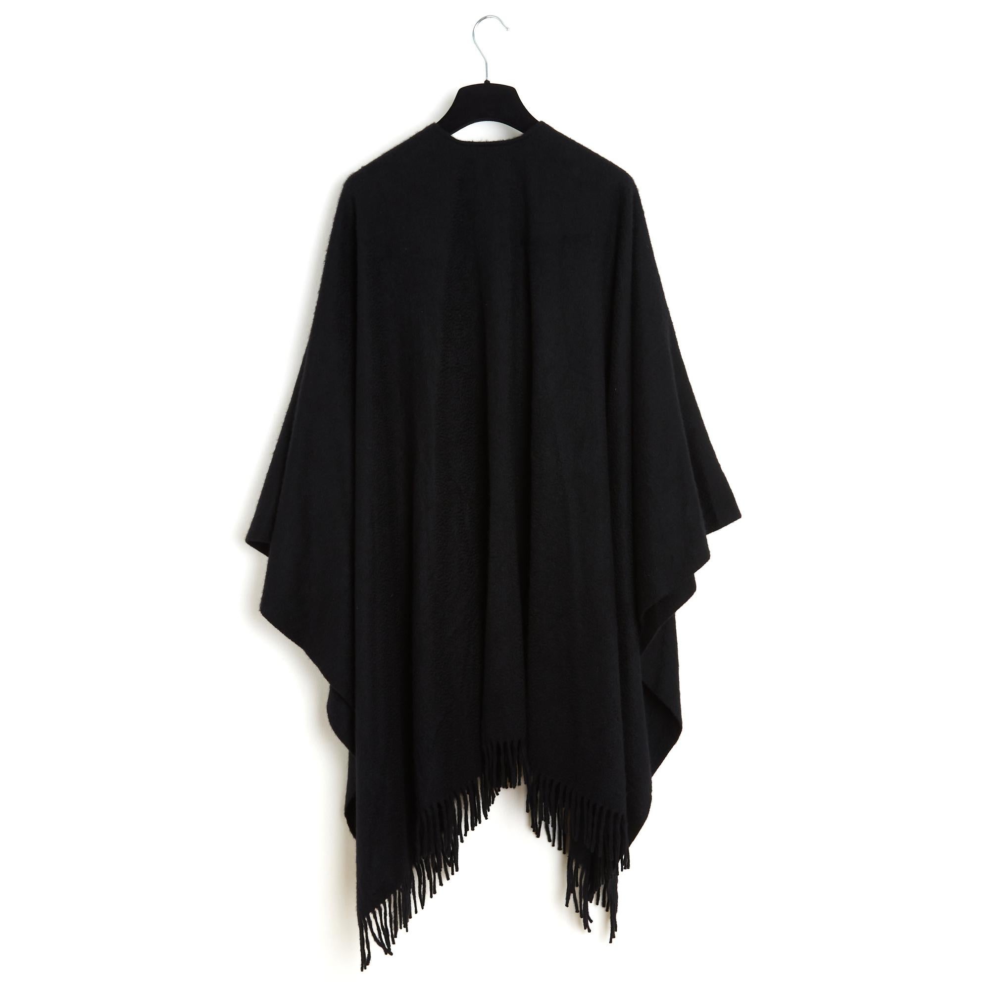 Eric Bompard Veste Cape Cachemire Noir TU Black Cashmere Cape Shawl OS NWT Unisexe en vente