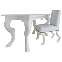 Eric Brand White Lacquered Desk and Chair "Stallion" Model