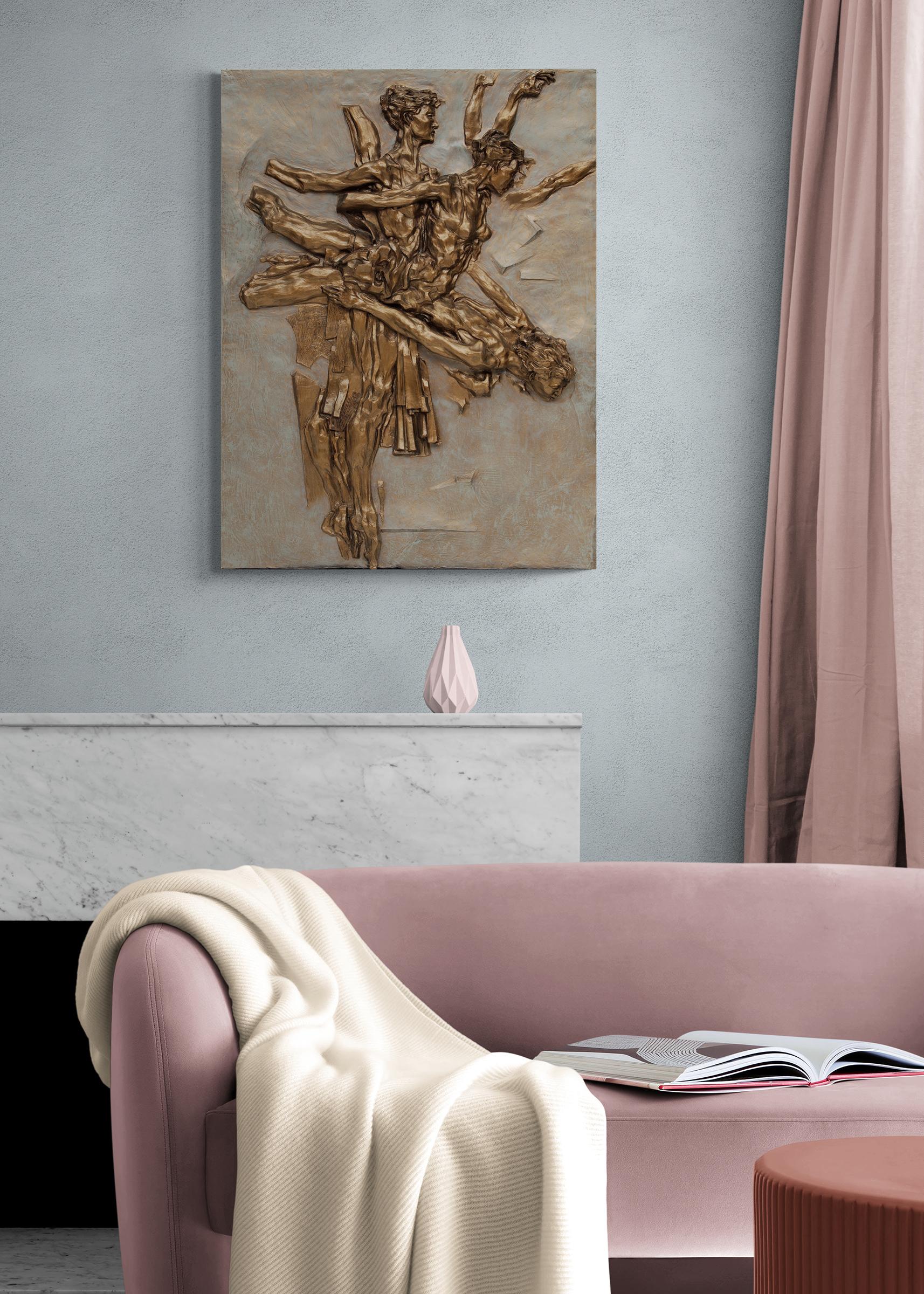 Arabesco, Bailarina de Ballet en Movimiento, Bronce Gris Escultura en Bajo Relieve Arte en venta 4