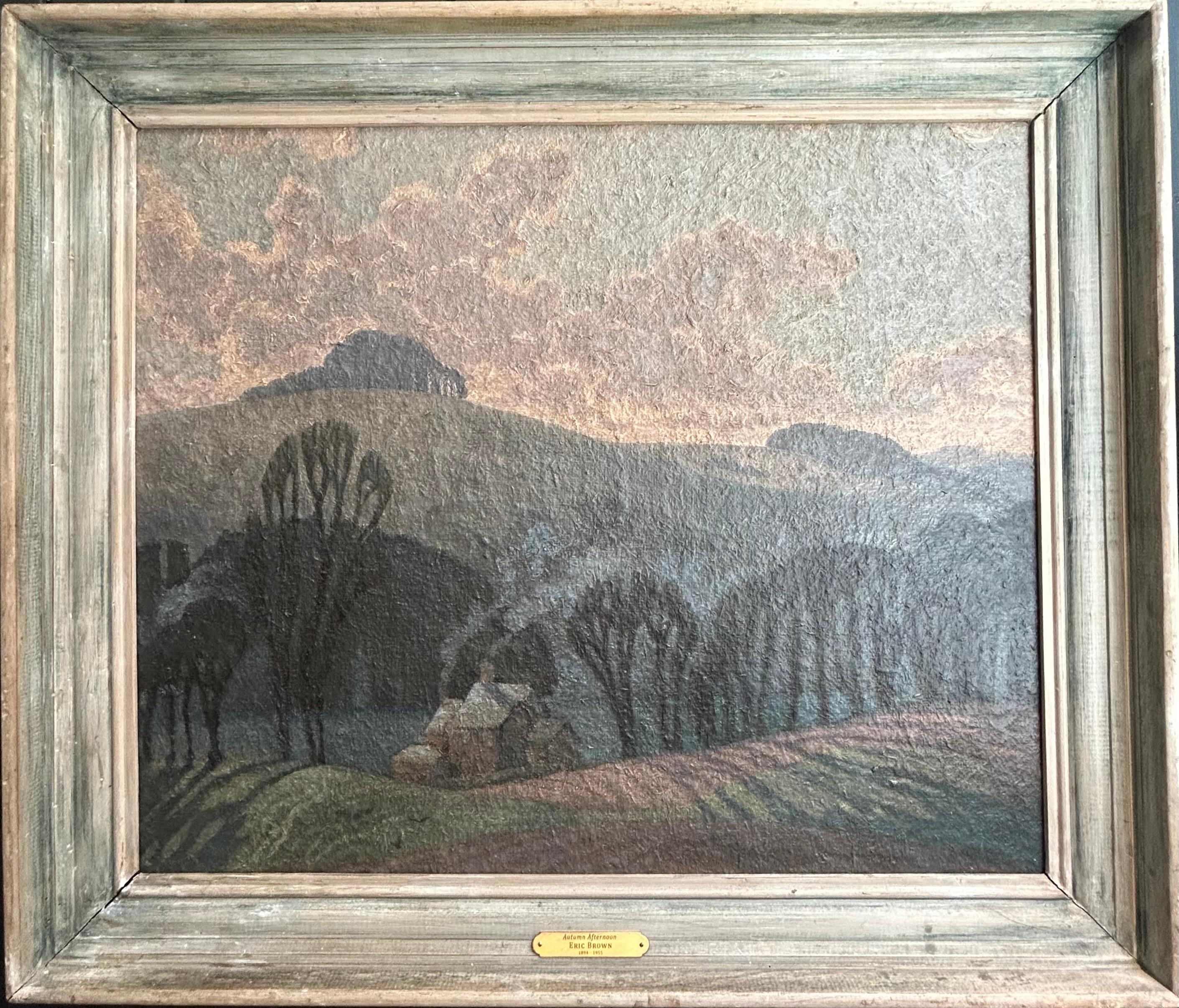 Huile sur carton 
Taille de l'image : 20 x 24 pouces (51 x 61 cm)
Cadre original

Dans ce tableau, Brown représente une ferme pittoresque, écrasée par le paysage rural qui l'entoure. Les collines ondulantes de la Hille plongent la maison dans
