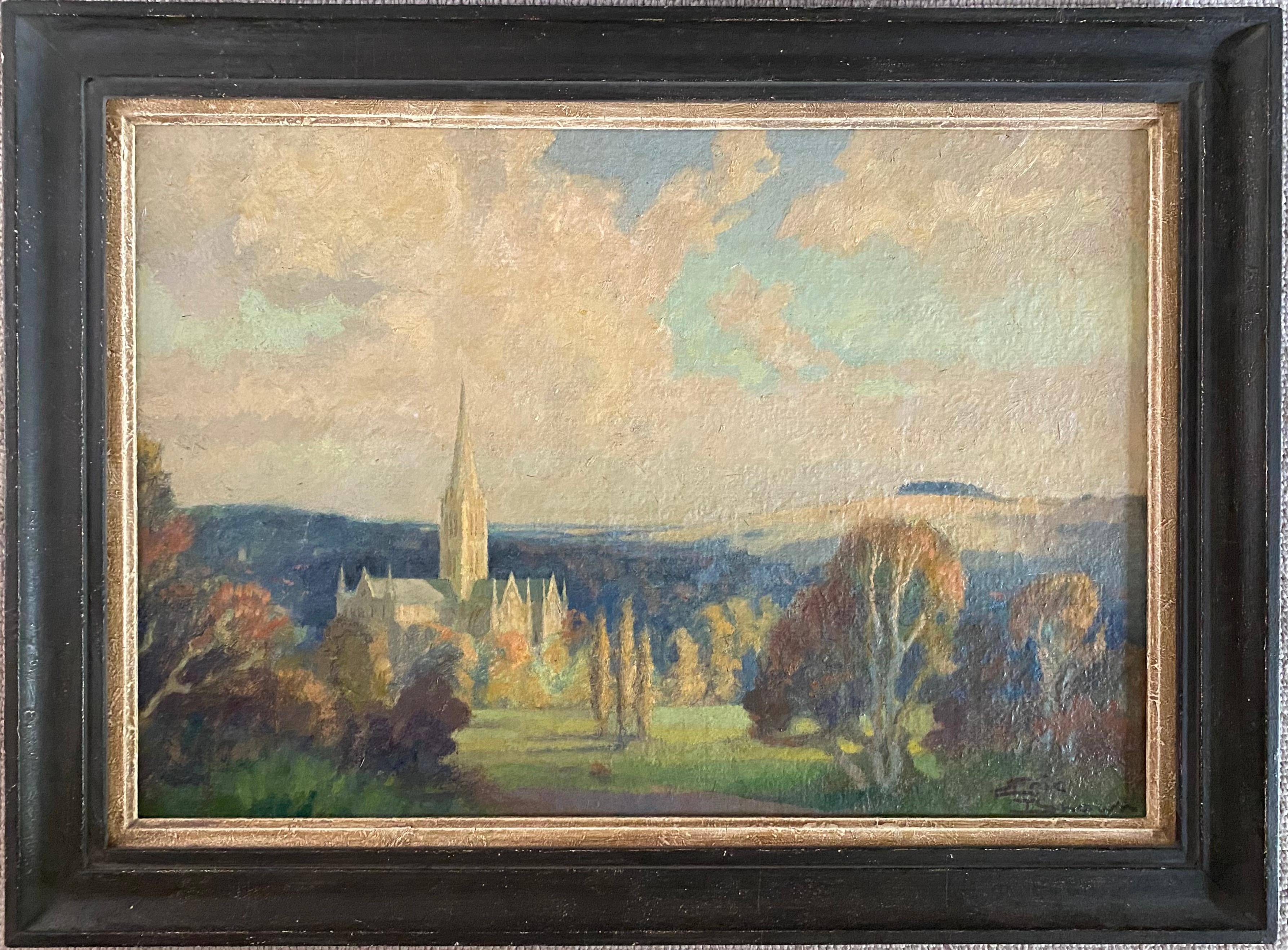 Eric Brown Landscape Painting - Salisbury Cathedral 