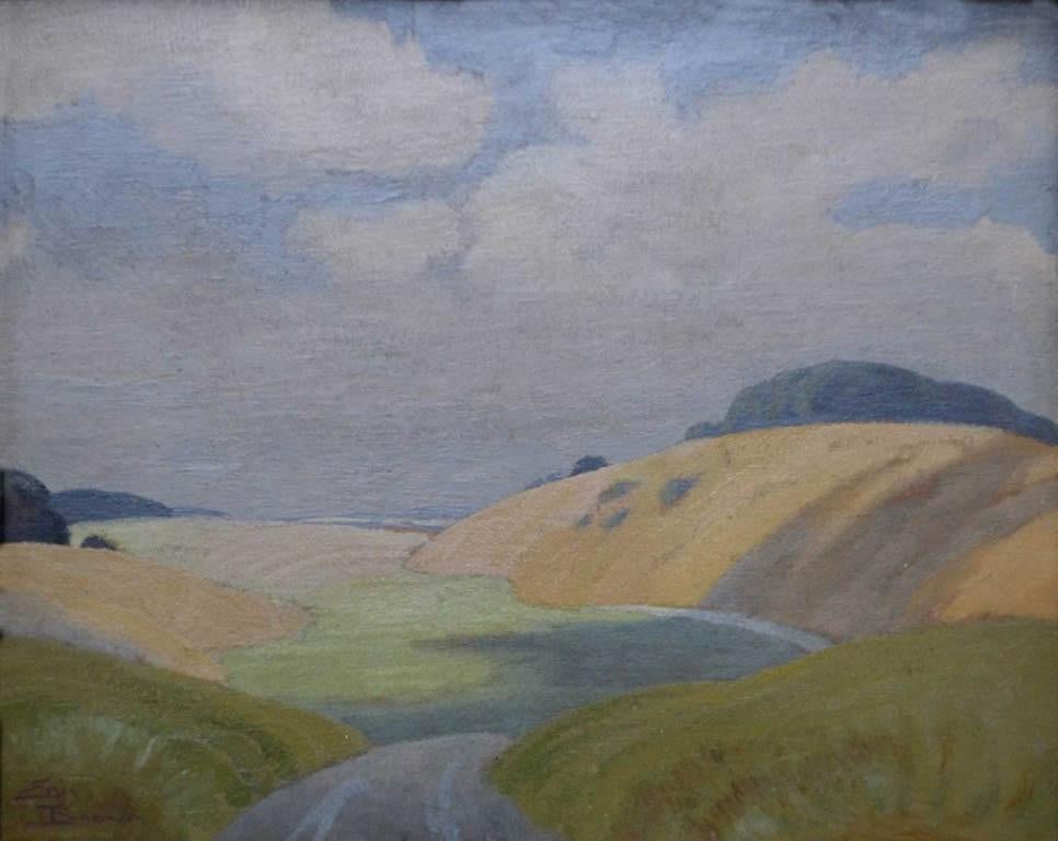Landscape Painting de Eric Brown - Salisbury Lanes, Paisaje inglés del siglo XX
