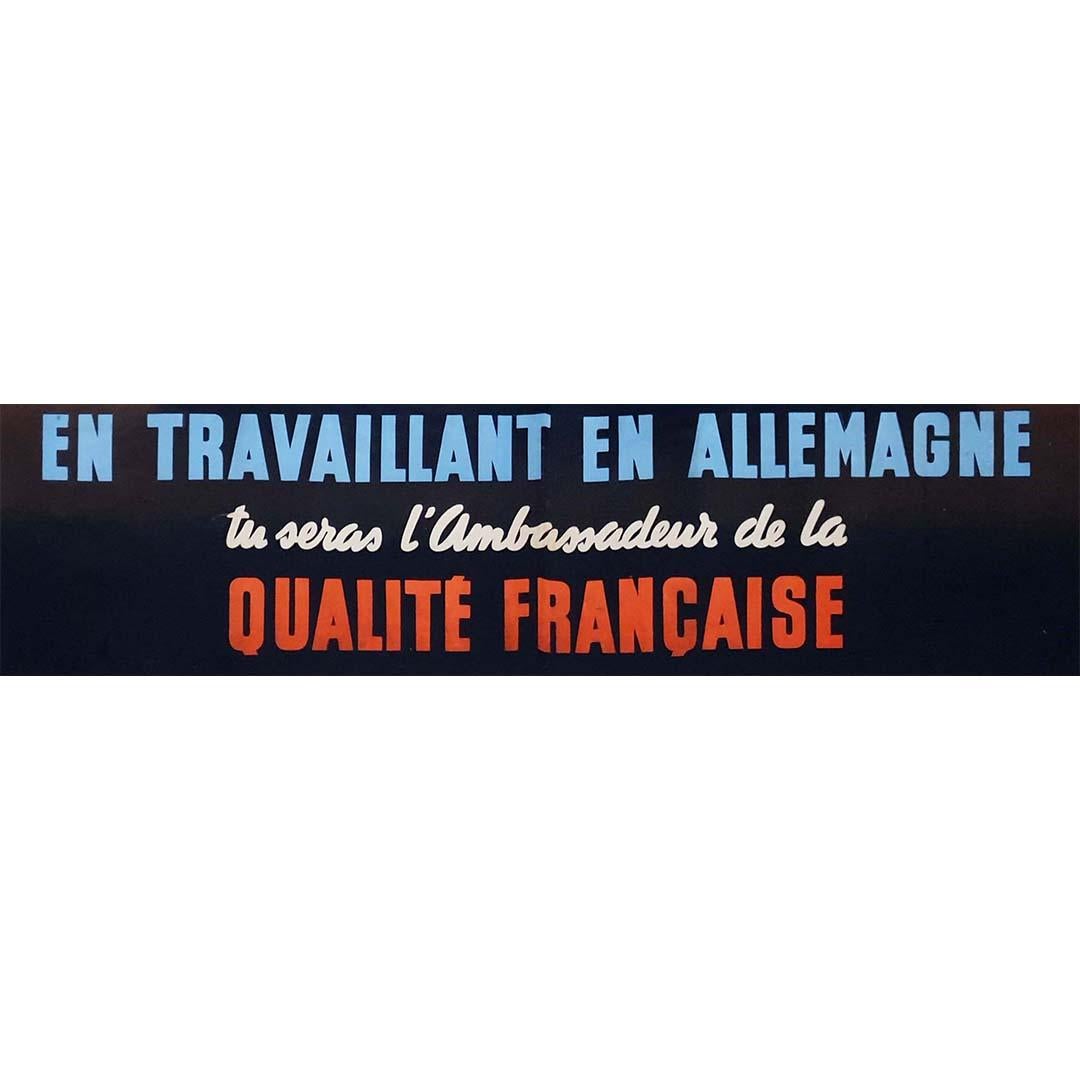1943 Poster originale di propaganda francese della Seconda Guerra Mondiale - Lavorare nella Germania nazista in vendita 1