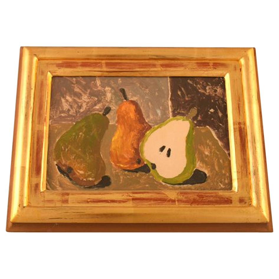 Eric Cederberg, Listed Swedish Artist, Still Life with Pears, Gouache/Cardboard