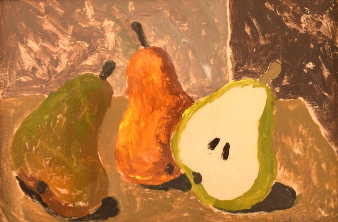 Eric Cederberg, listed Swedish artist. Still life with pears.
Gouache on cardboard.
Signed.
Measures: 25 x 16 cm. The frame measures 5.5 cm.
In perfect condition.