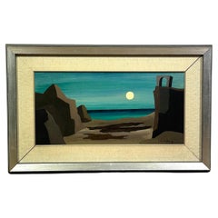 Eric Cederberg, dipinto "Chiaro di luna" olio su tavola Firmato C.C. 1960