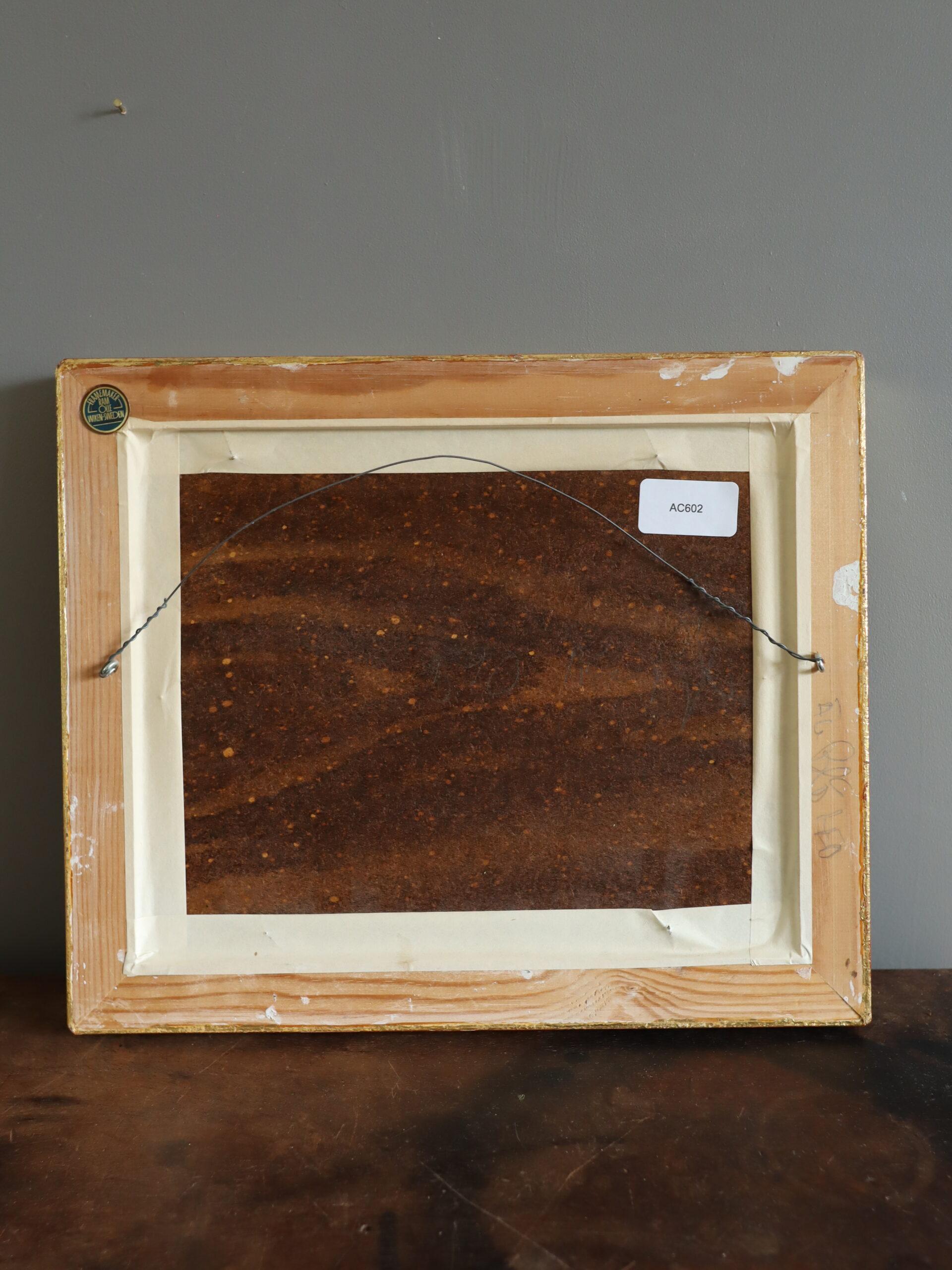 1978 Modernist Swedish Mini Still Life Tempera Painting - Blue Bowl & Pears For Sale 8