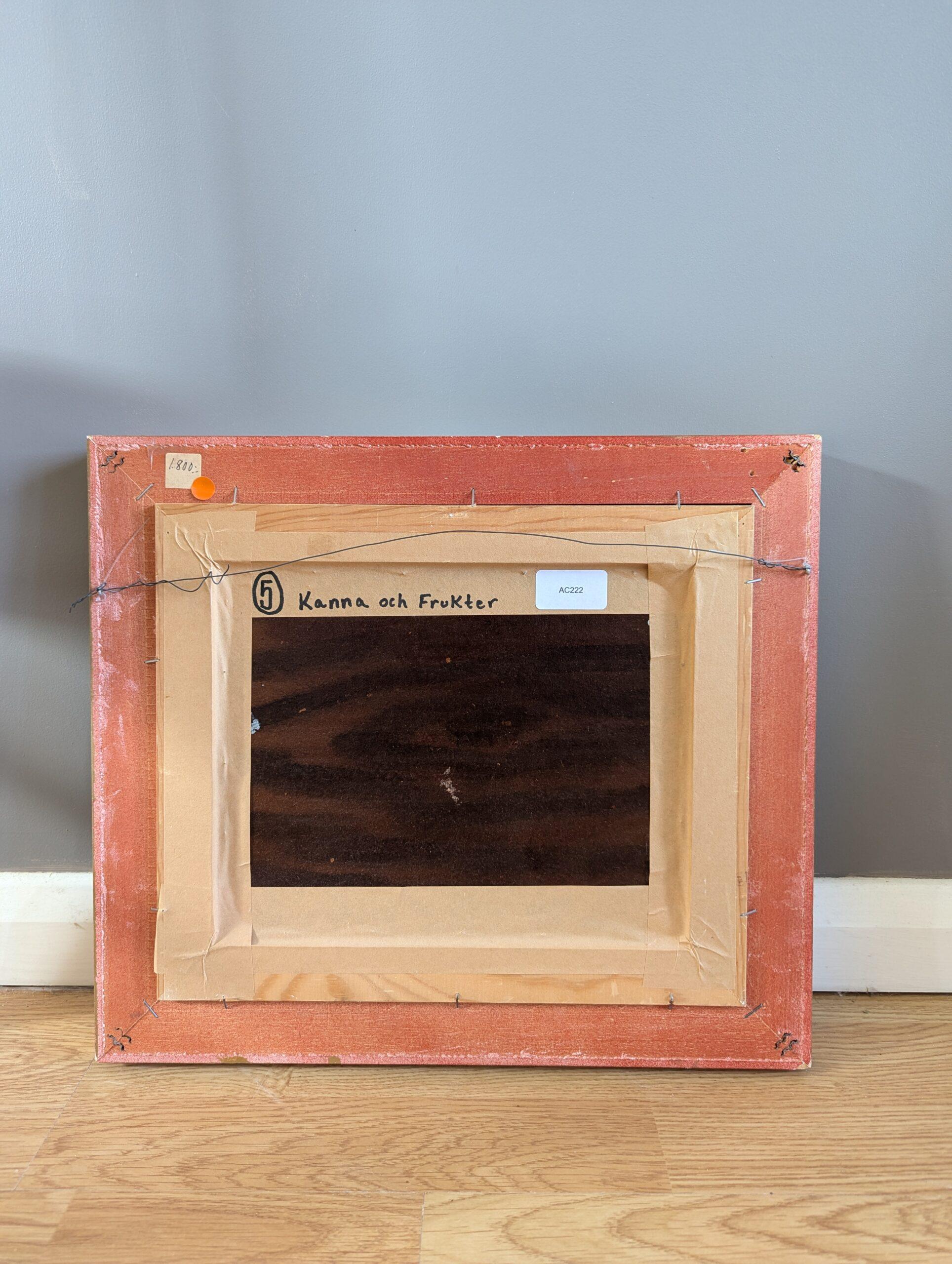 1980 Mini bodegón moderno sueco al temple - Limón y peras en venta 7
