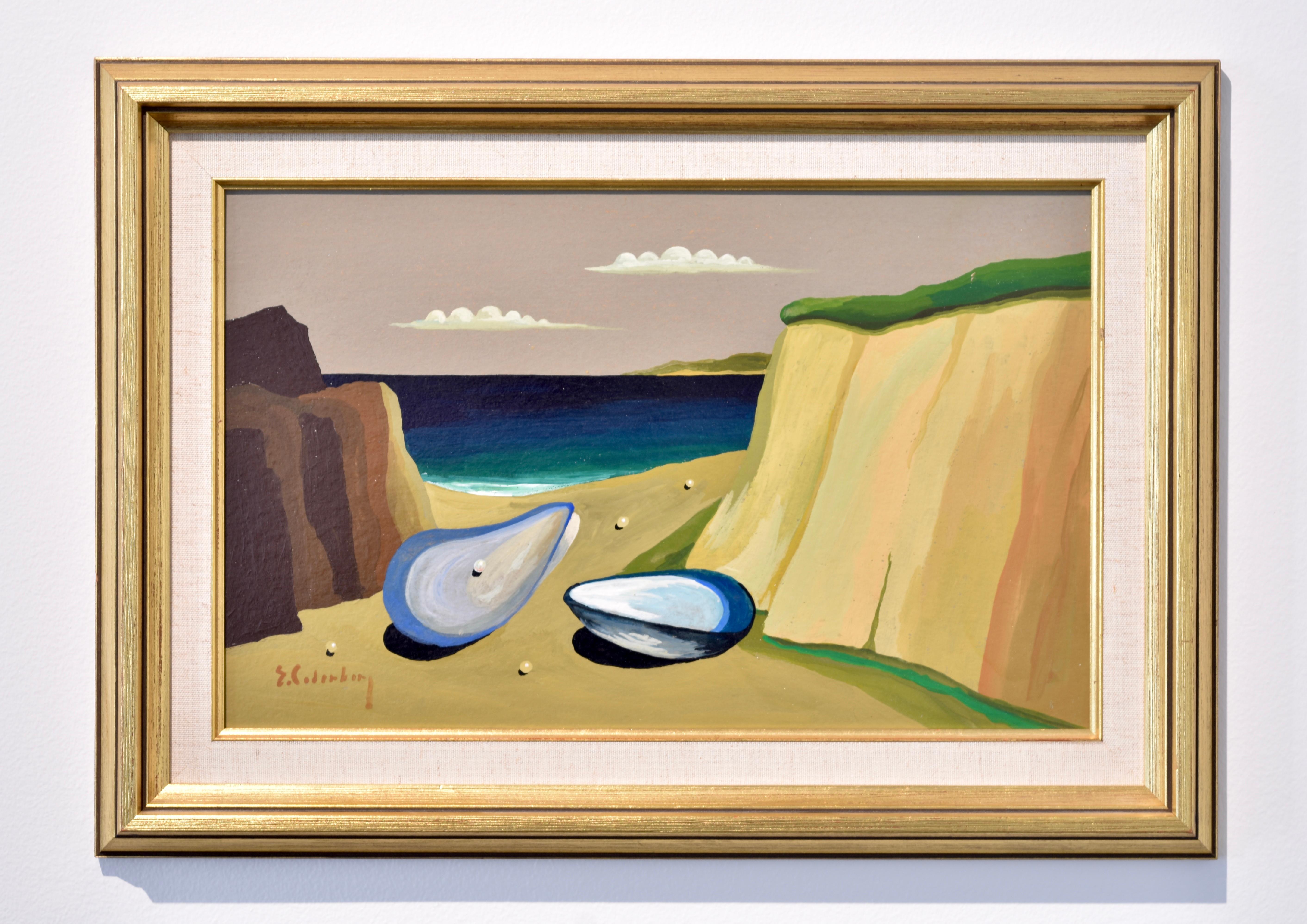 Beach with pearls, Eric Cederberg, Oil on panel, Nordic Surrealism, 1950 c. For Sale 2