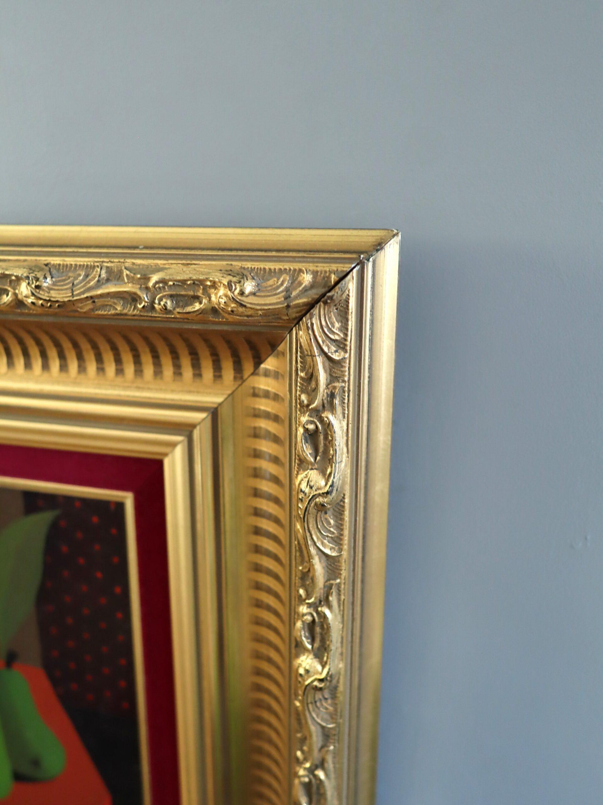 Nature morte à la détrempe du milieu du siècle - Muguet et poires en vente 2