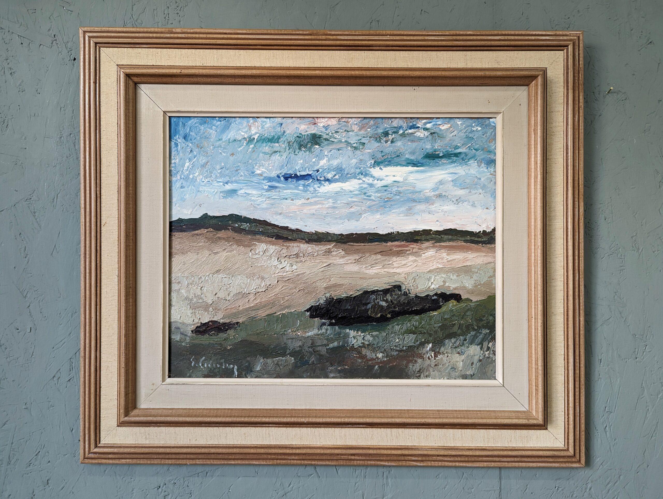 GROUNDED IN NATURE
Size: 53 x 61 cm (including frame)
Oil on board

A tranquil and atmospheric mid-century modernist landscape composition, that wonderfully captures the beauty and harmony in nature. It has been executed in oil onto board, and