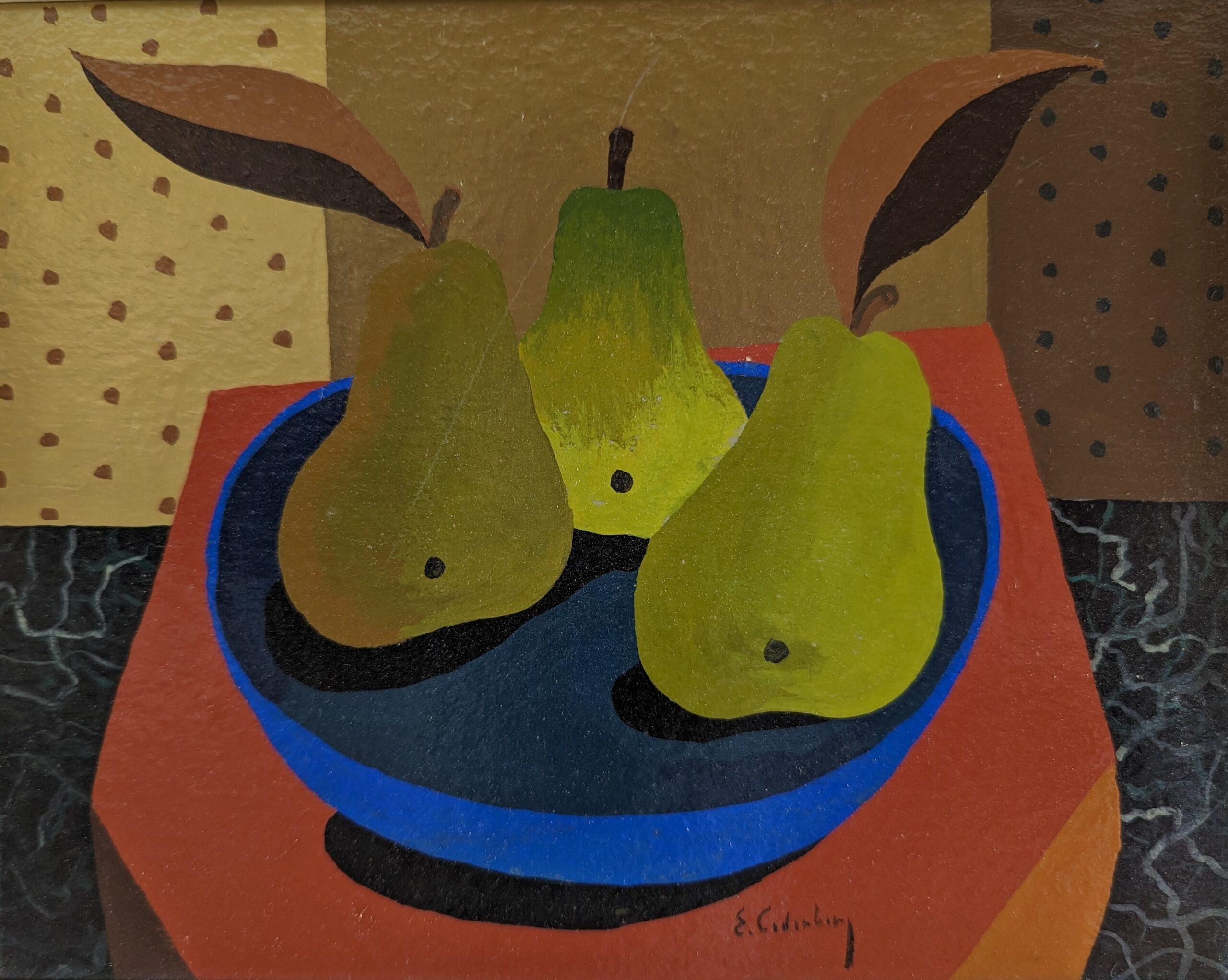  Mid-Century Modernist Still Life Painting - Pears in a Bowl, Eric Cederberg For Sale 9