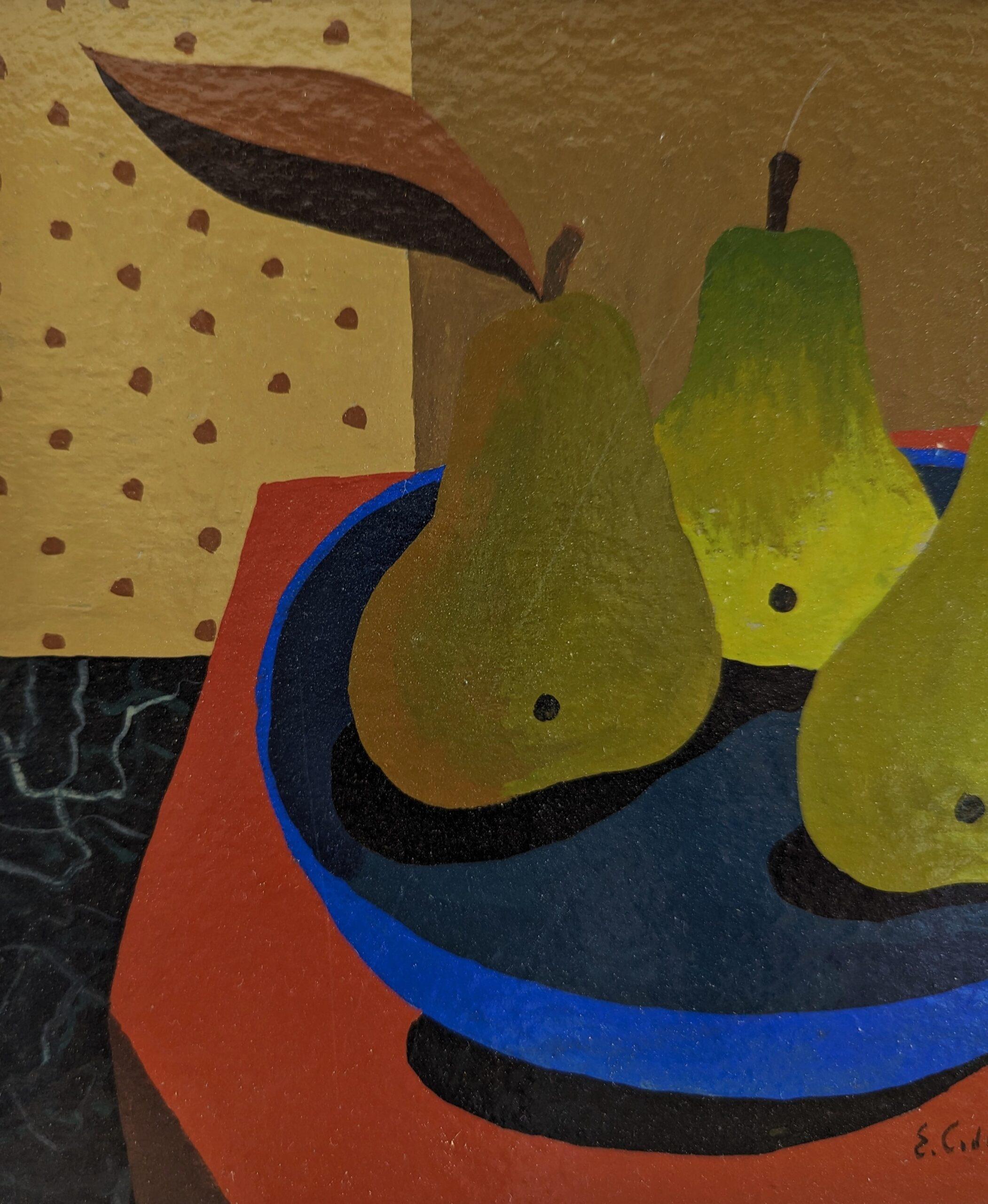  Mid-Century Modernist Still Life Painting - Pears in a Bowl, Eric Cederberg For Sale 10