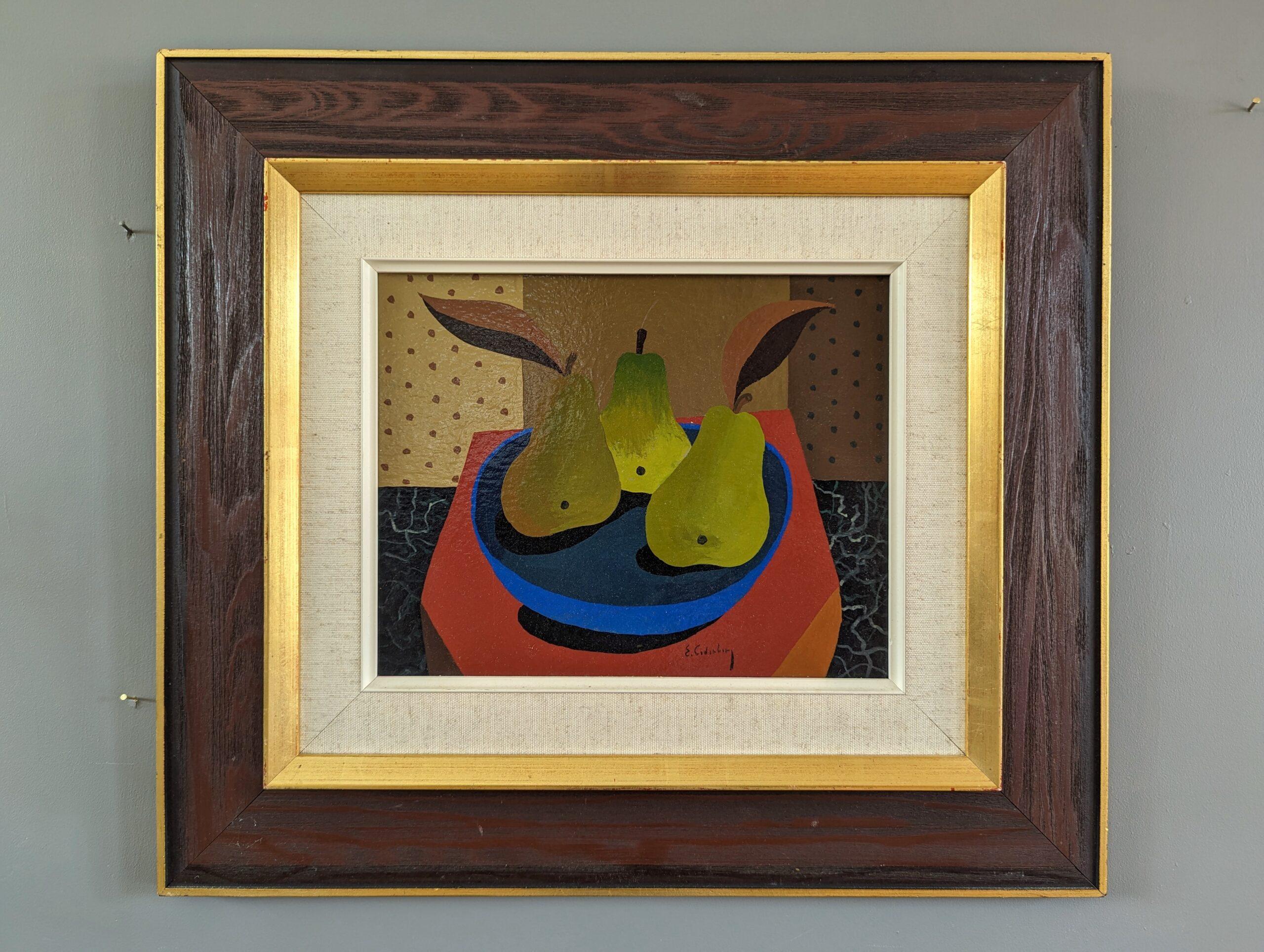  Mid-Century Modernist Still Life Painting - Pears in a Bowl, Eric Cederberg For Sale 1