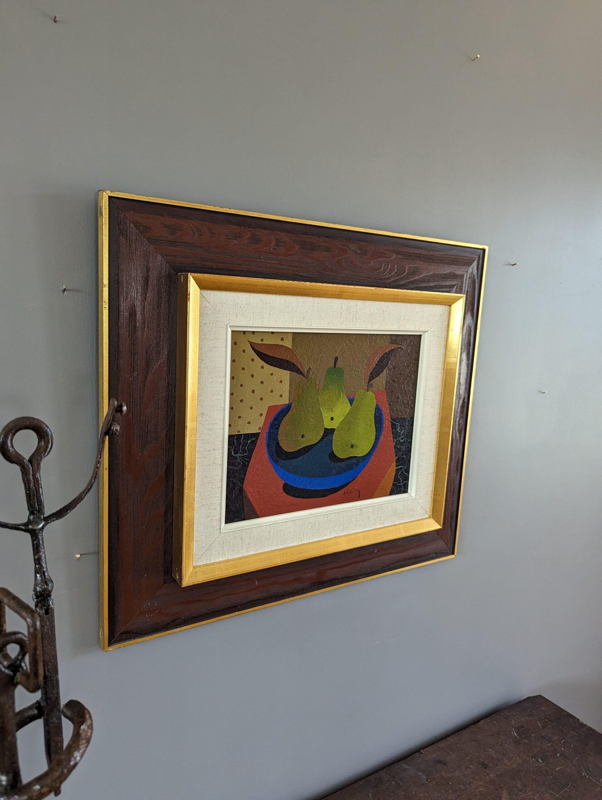  Mid-Century Modernist Still Life Painting - Pears in a Bowl, Eric Cederberg For Sale 4