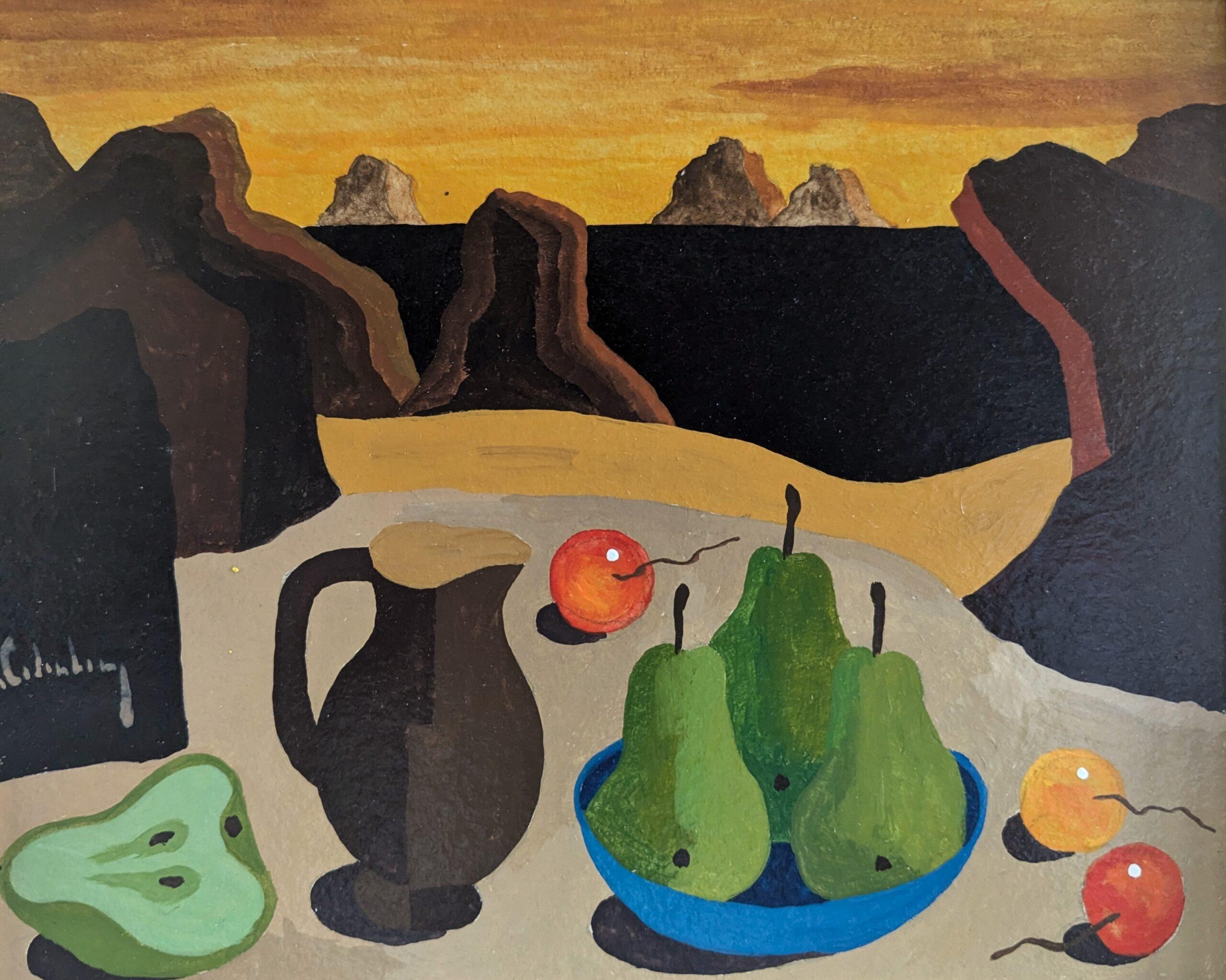 Vintage Swedish Original Still Life Landscape Painting - Nature morte surréaliste en vente 7