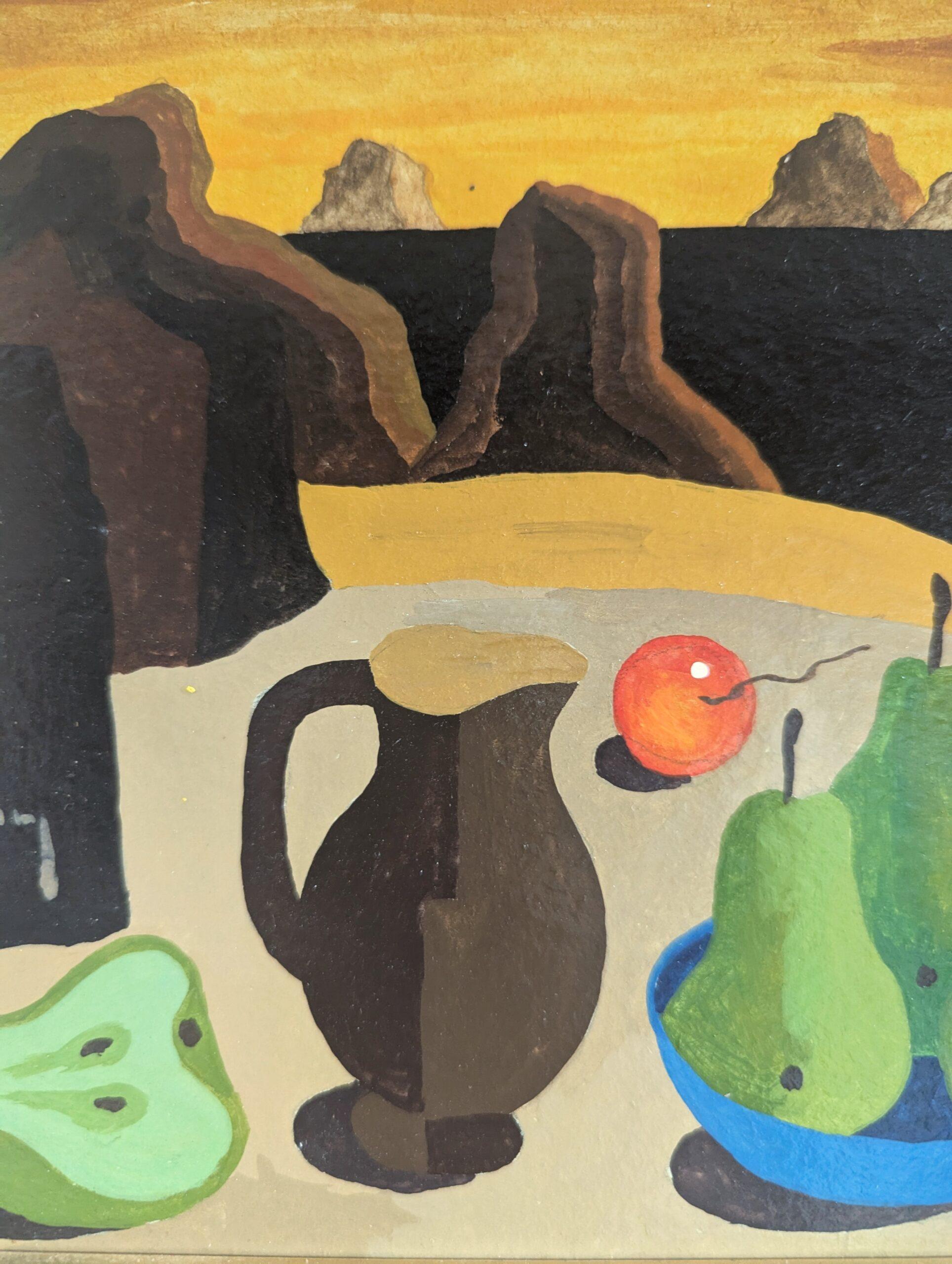 Vintage Swedish Original Still Life Landscape Painting - Nature morte surréaliste en vente 8
