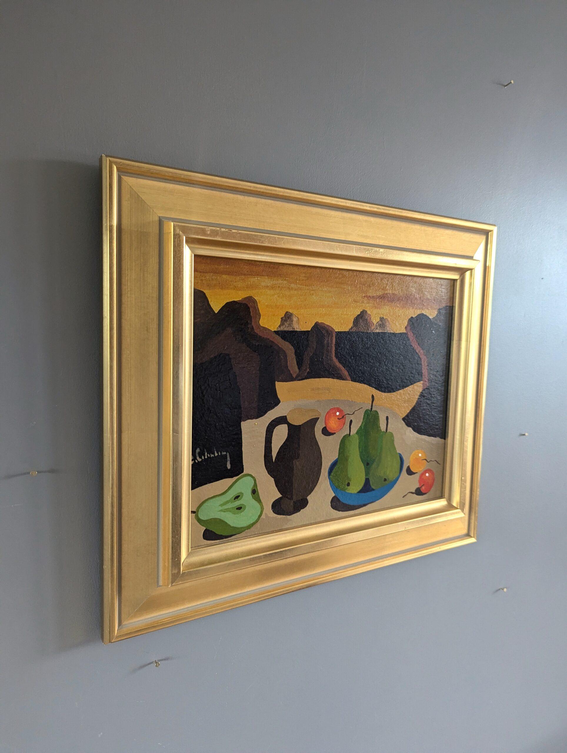 Vintage Swedish Original Still Life Landscape Painting - Nature morte surréaliste en vente 2