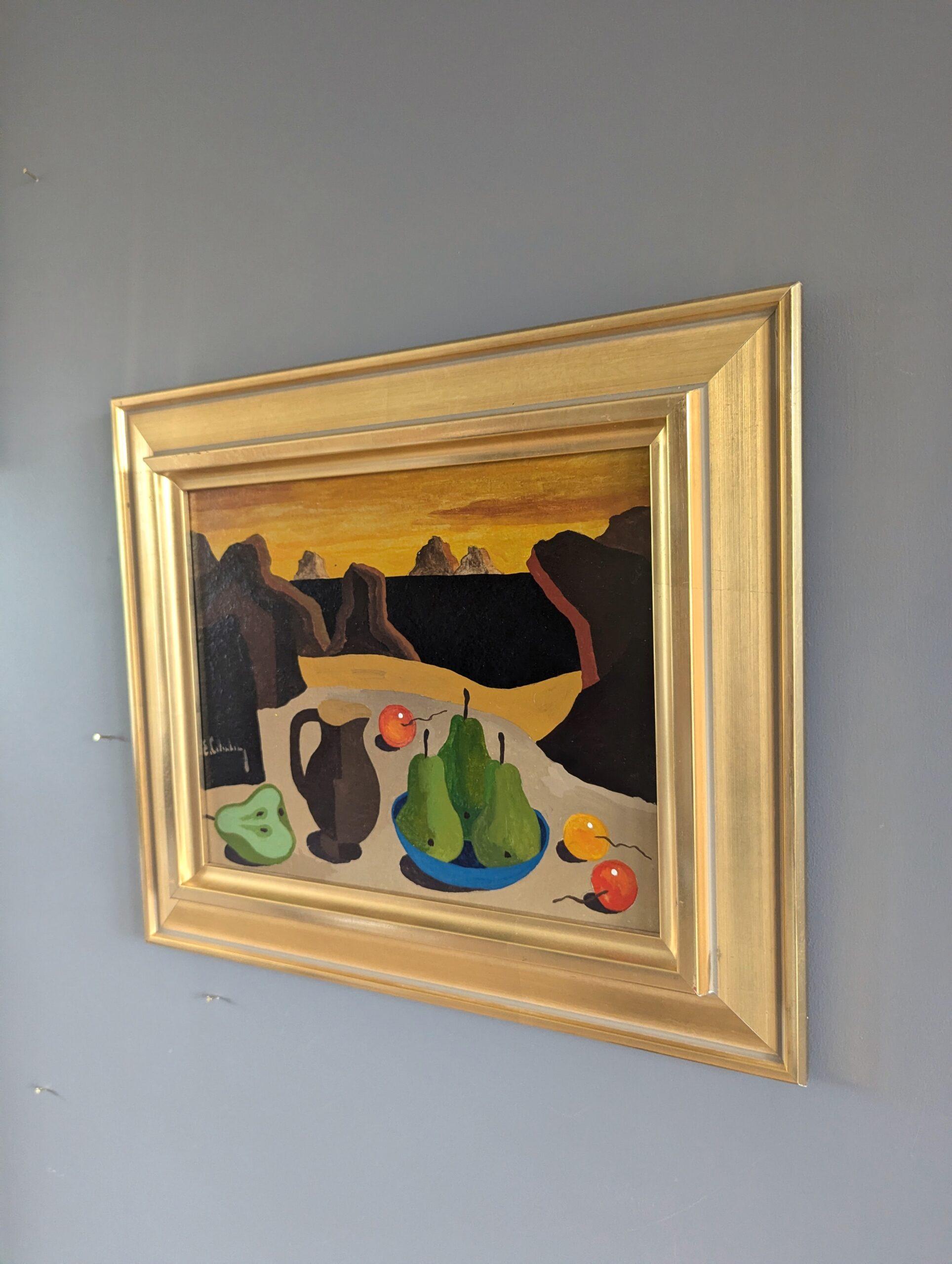 Vintage Swedish Original Still Life Landscape Painting - Nature morte surréaliste en vente 3