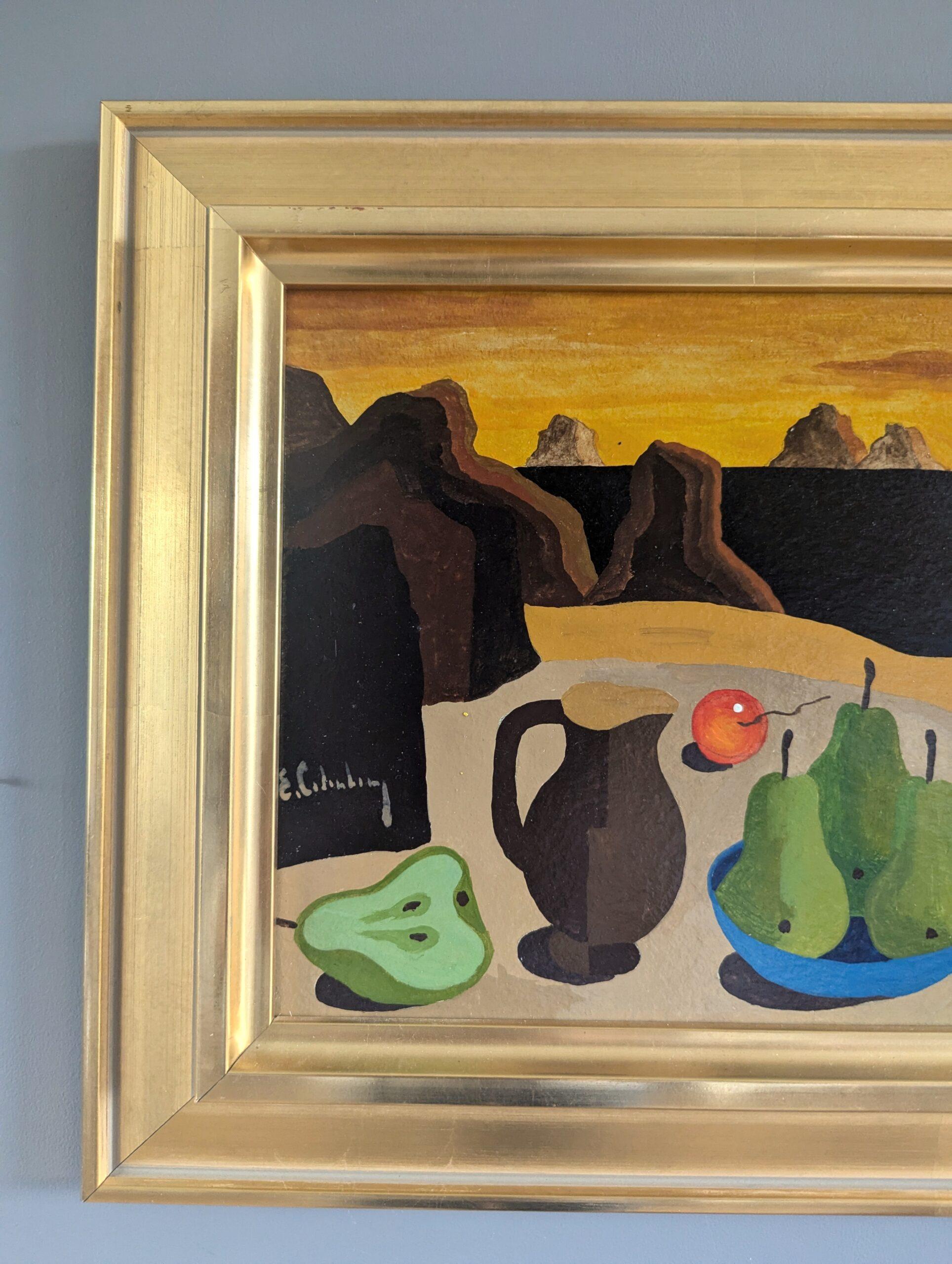 Vintage Swedish Original Still Life Landscape Painting - Nature morte surréaliste en vente 4