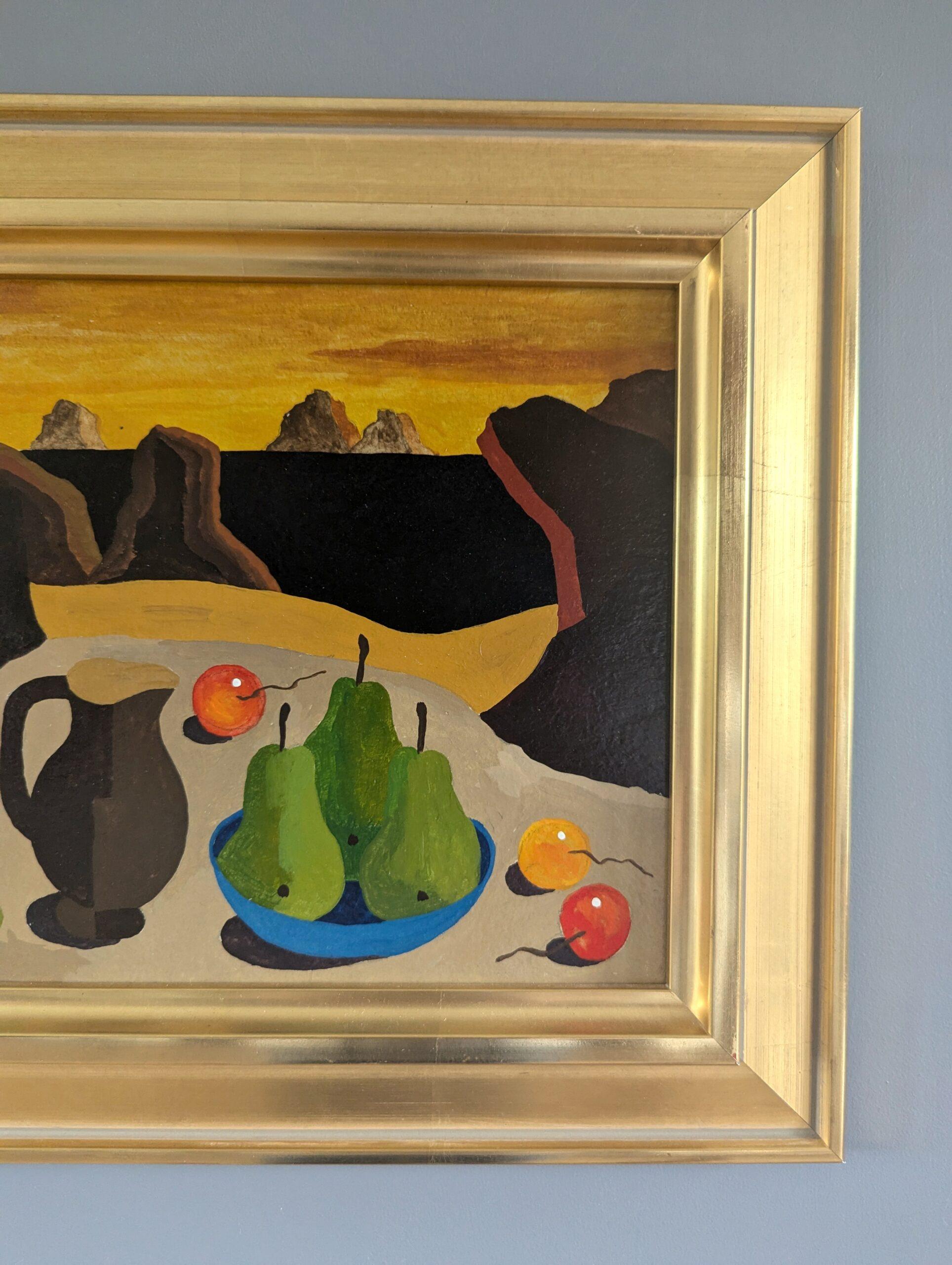Vintage Swedish Original Still Life Landscape Painting - Nature morte surréaliste en vente 6