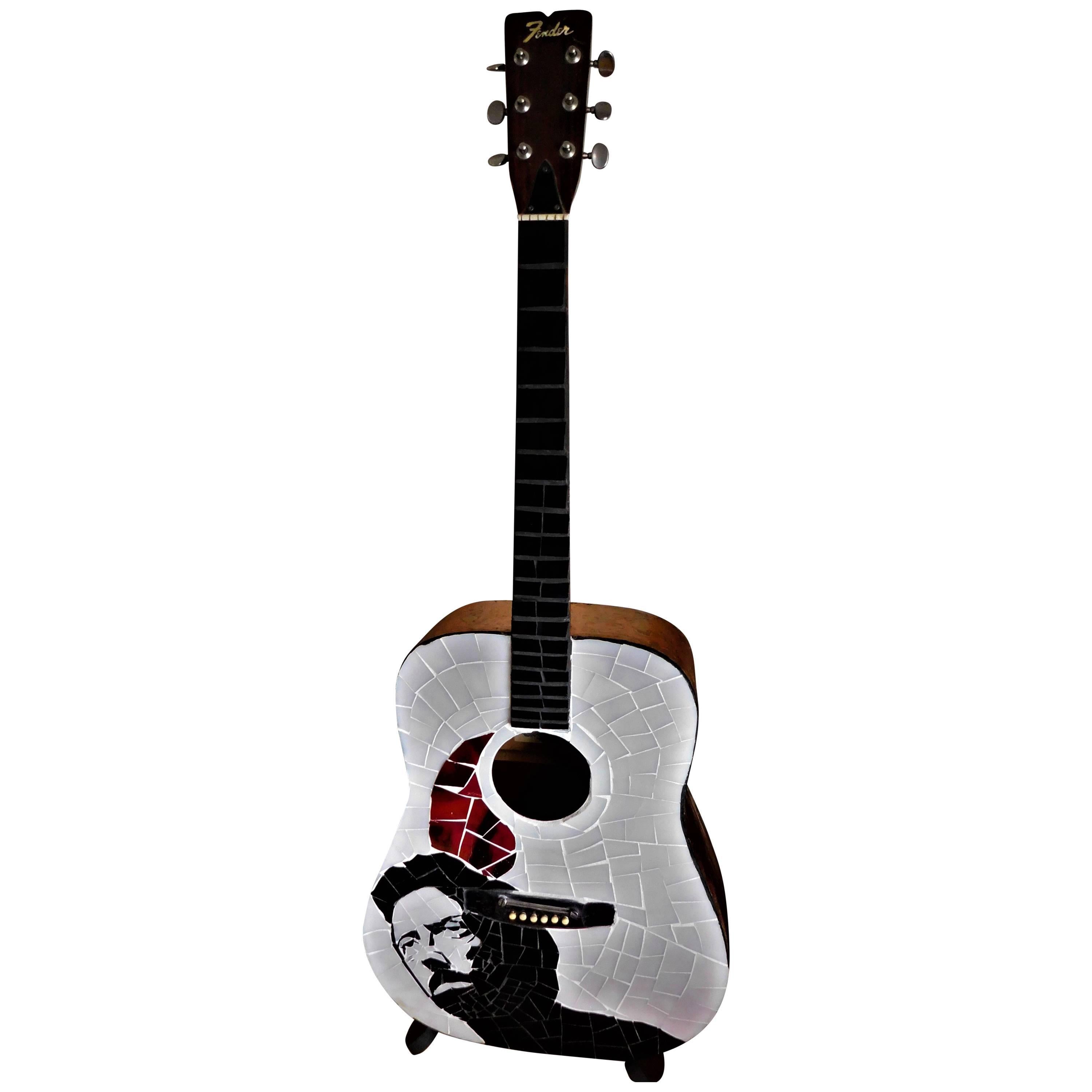 Eric Clapton Stained Glass Fender Acoustic Guitar Artist Signed