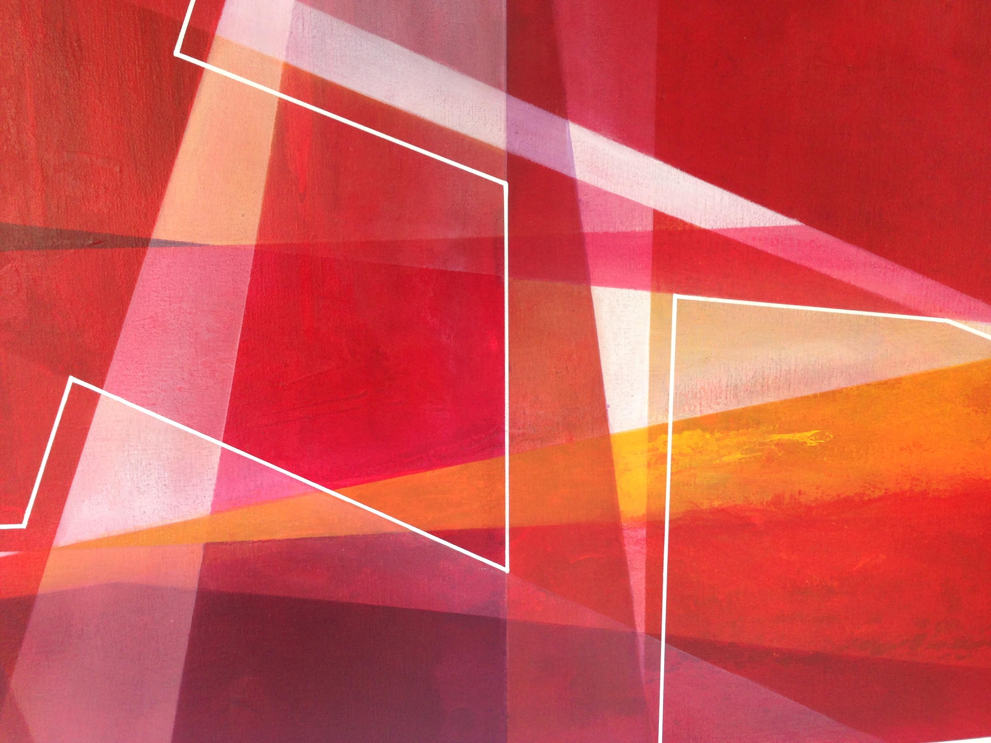 Art & Architecture - New Day, Painting, Acrylic on Canvas - Red Abstract Painting by Eric Cornelis Bos