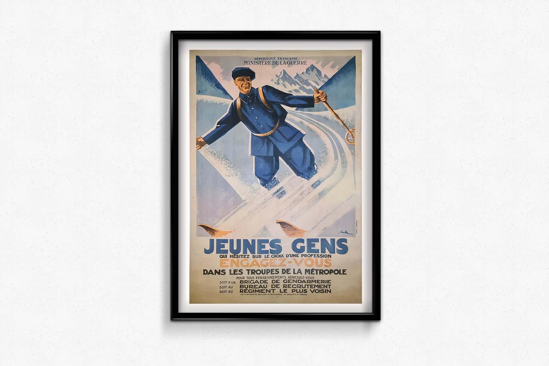 Original poster - Jeunes Gens, Engagez-vous dans les Troupes de la Métropole - Art Deco Print by Eric de Coulon