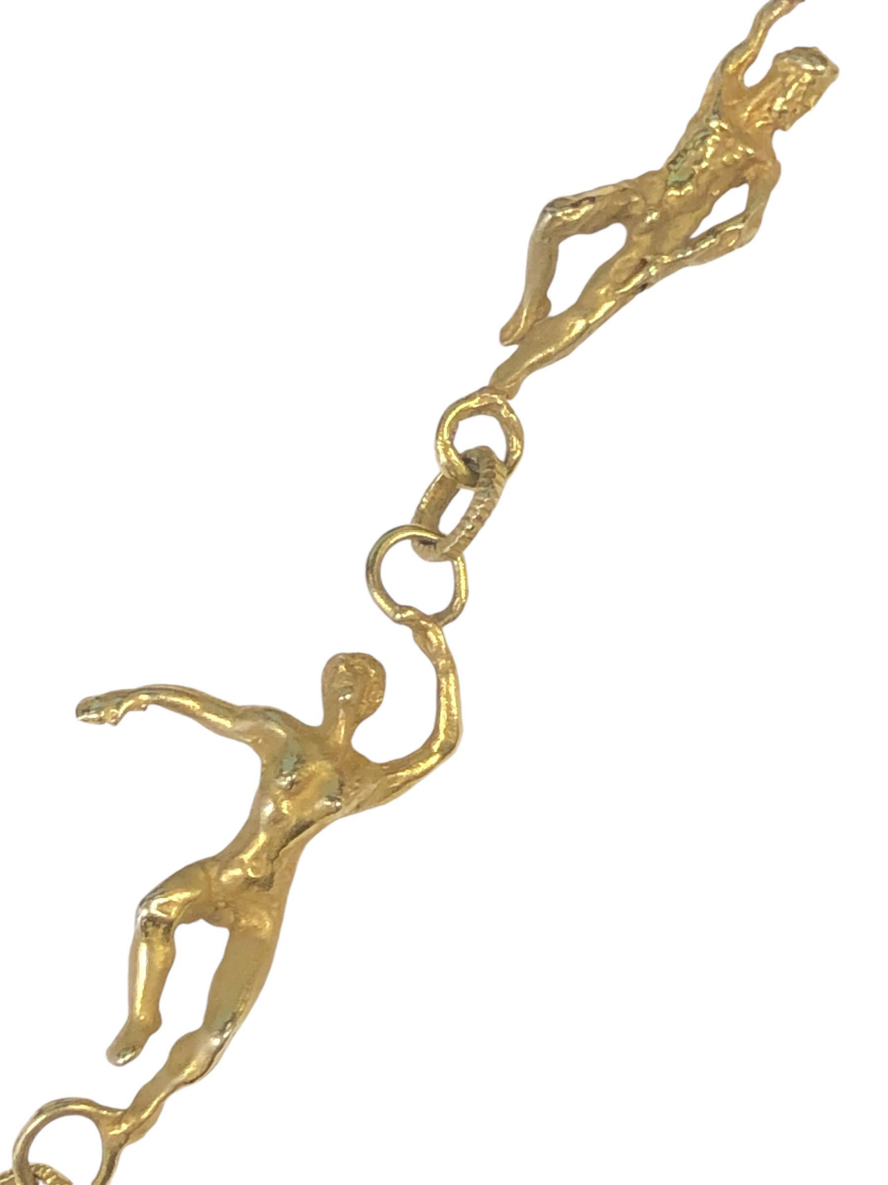 Eric de Kolb 1970er Jahre Gelbgold Erotische Figuren Halskette (Modernistisch) im Angebot