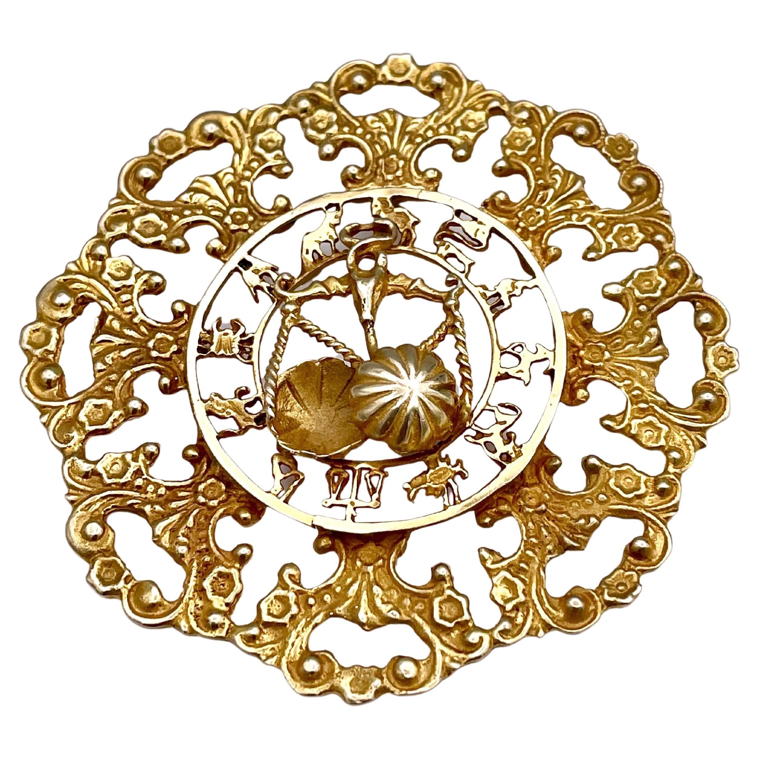 Eric de Kolb Gold Astrological Large Pendant For Sale