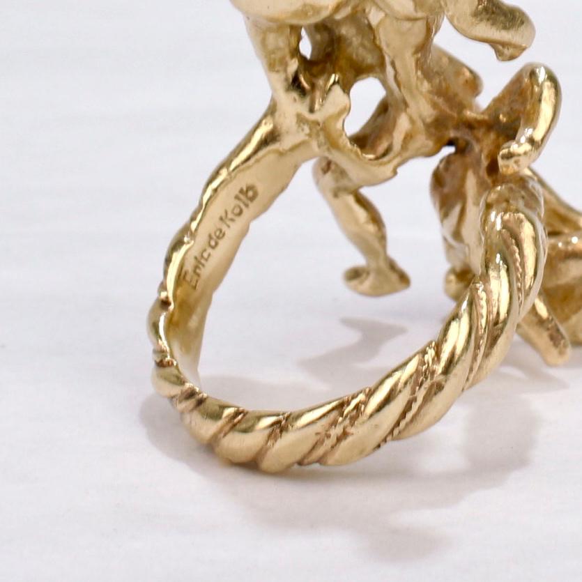 Eric de Kolb Modernist Roman Revival Rape of the Sabine Women 14 Karat Gold Ring 5